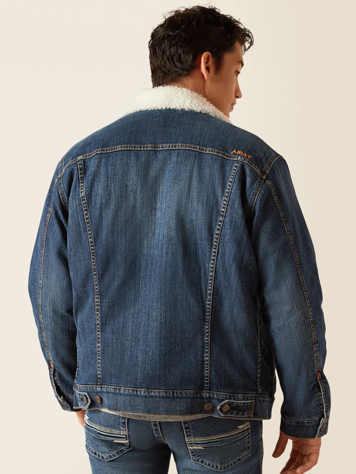 Ariat Men's Sherpa Lined Denim Trucker Jacket - Blue Rock Wash - Warm Winter Workwear for Outdoor & Casual Wear