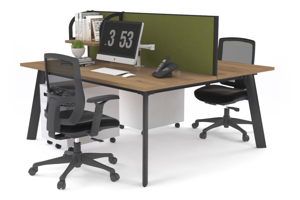 2 Person Workstation with Black Frame - 1200L x 800W Office Desk with Cable Management | Perfect for Home Office, Coworking Spaces & Small Business Teams