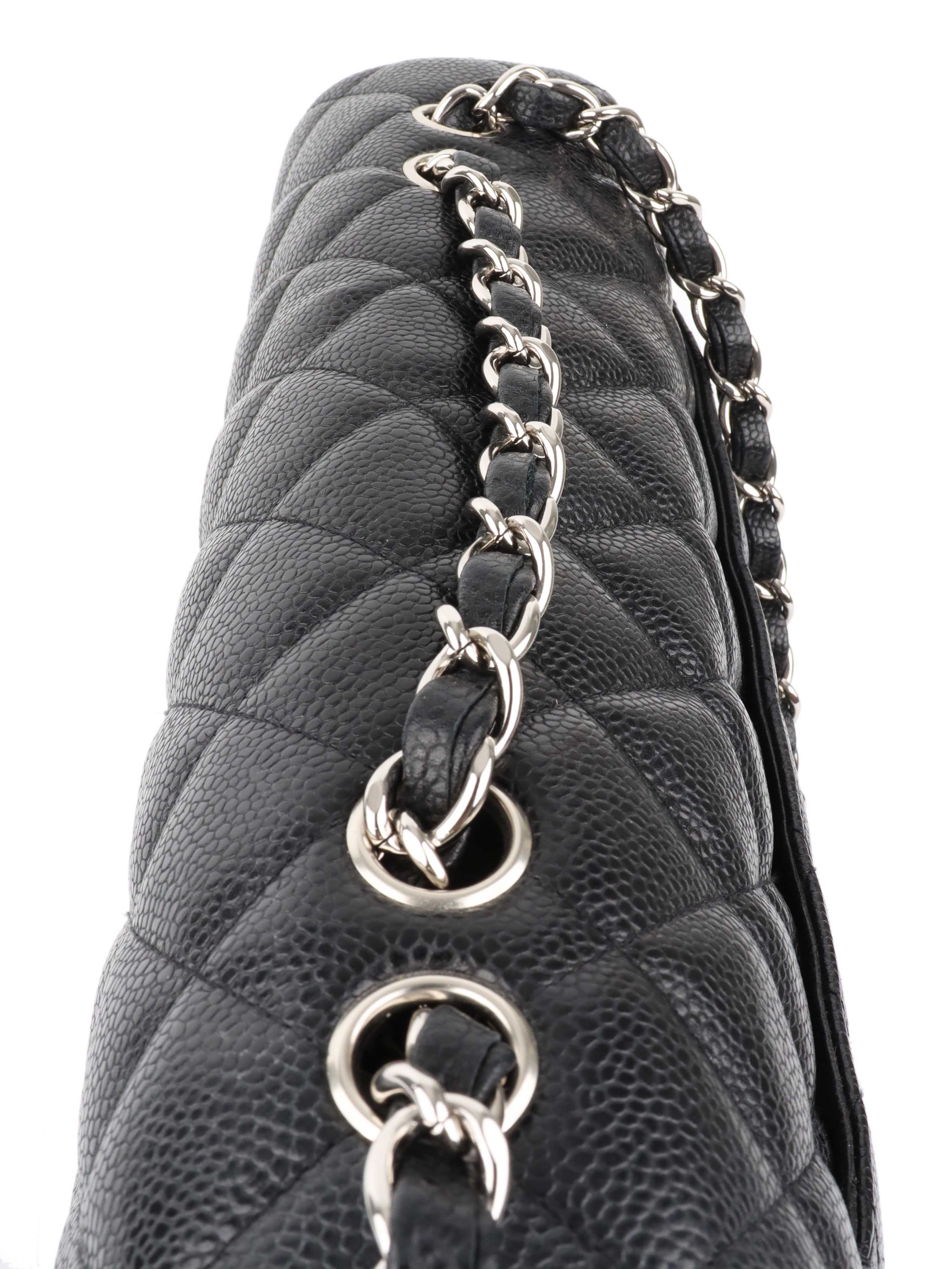 Authentic Chanel Black Jumbo Classic Flap Bag in Caviar Leather - Luxury Designer Handbag for Women, Perfect for Parties, Work & Everyday Use