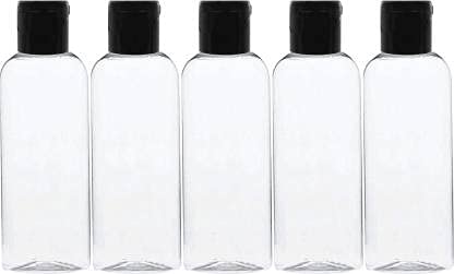 Refillable 100ml Clear Plastic Travel Bottles with Black Flip Cap - Leak Proof Squeeze Cosmetic Containers for Toiletries, Shampoo, Lotion (Pack of 6) | Perfect for Air Travel, Gym, Camping & Hotel Toiletries
