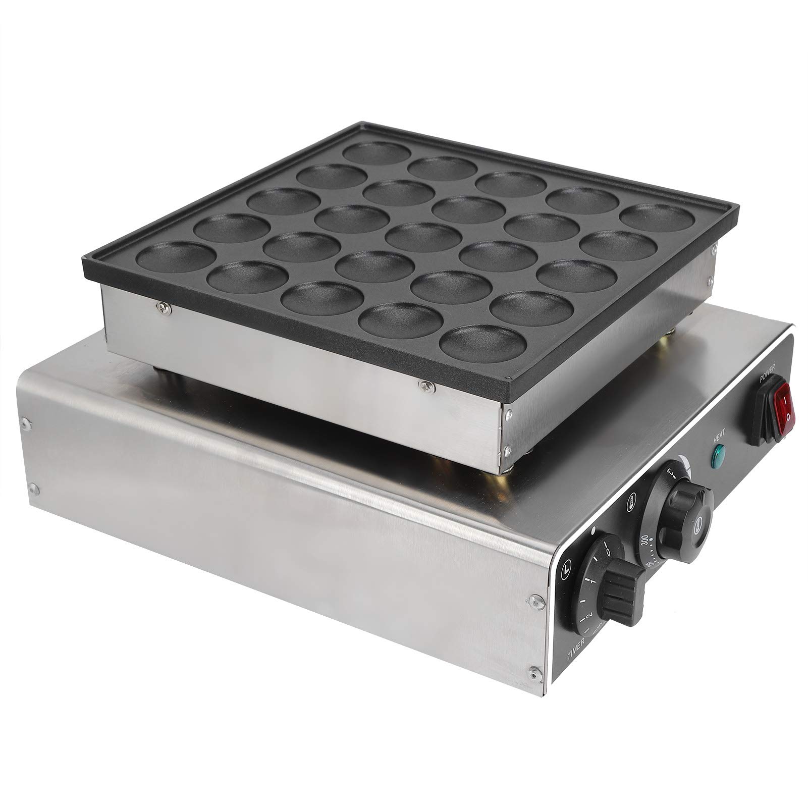 **950W Electric Pancake Maker - 25 Hole Non-Stick Waffle & Muffin Machine with Timer & Temperature Control - Stainless Steel Mini Dutch Pancake Baker for Home & Commercial Kitchens - Perfect for Breakfast, Brunch, and Party Snacks**