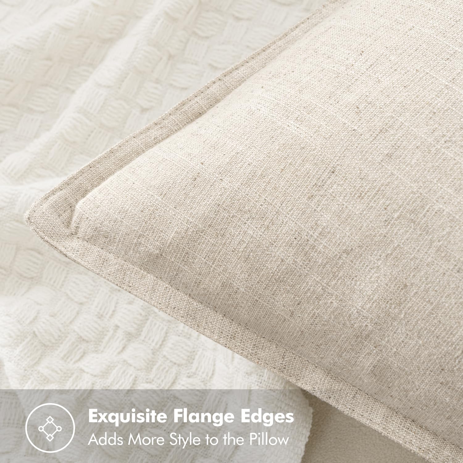 MIULEE 18x18 Inch Linen Pillow Covers Set of 4 - Soft Neutral Solid Throw Pillow Cases for Couch, Sofa & Bed - Boho Farmhouse Home Decor for Living Room, Bedroom & Dorm - Machine Washable Accent Pillows for Cozy Comfort