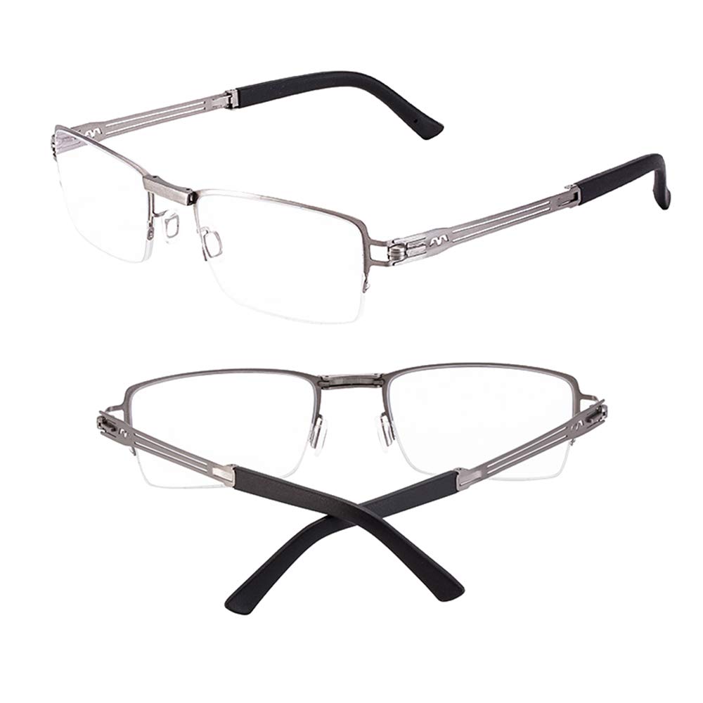 Anti-Blue Light Portable Pure Titanium Foldable Reading Glasses - Multi-Focus Unisex Computer Magnifier Glasses for Men & Women (+2.00, Silver) | Perfect for Office Work, Gaming & Screen Time Protection