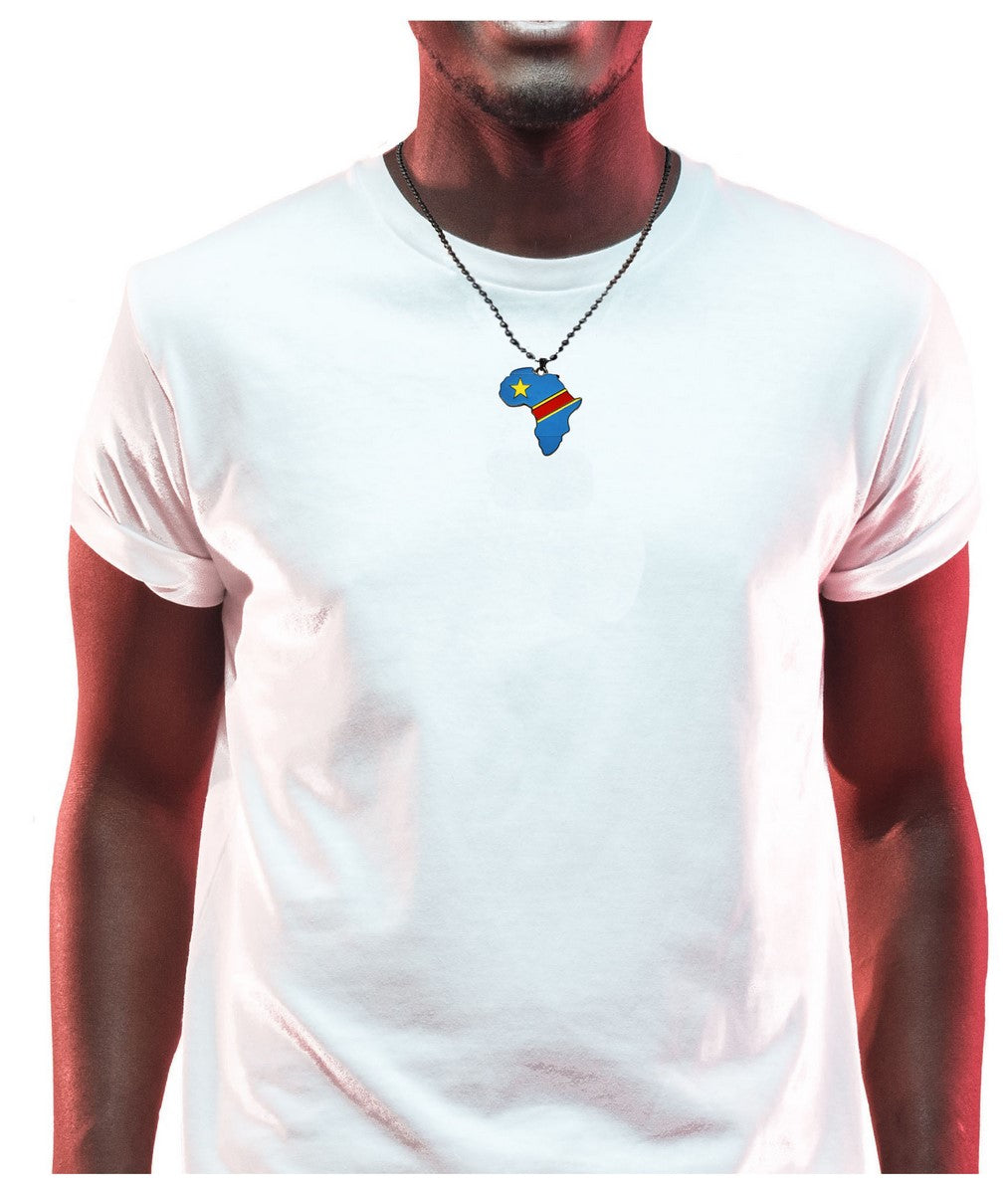 Democratic Republic of Congo Flag Pendant Necklace - African Map Charm Chain Jewelry for Patriotic Pride & Cultural Celebration - Perfect for Independence Day, Heritage Events & African Pride Gifts