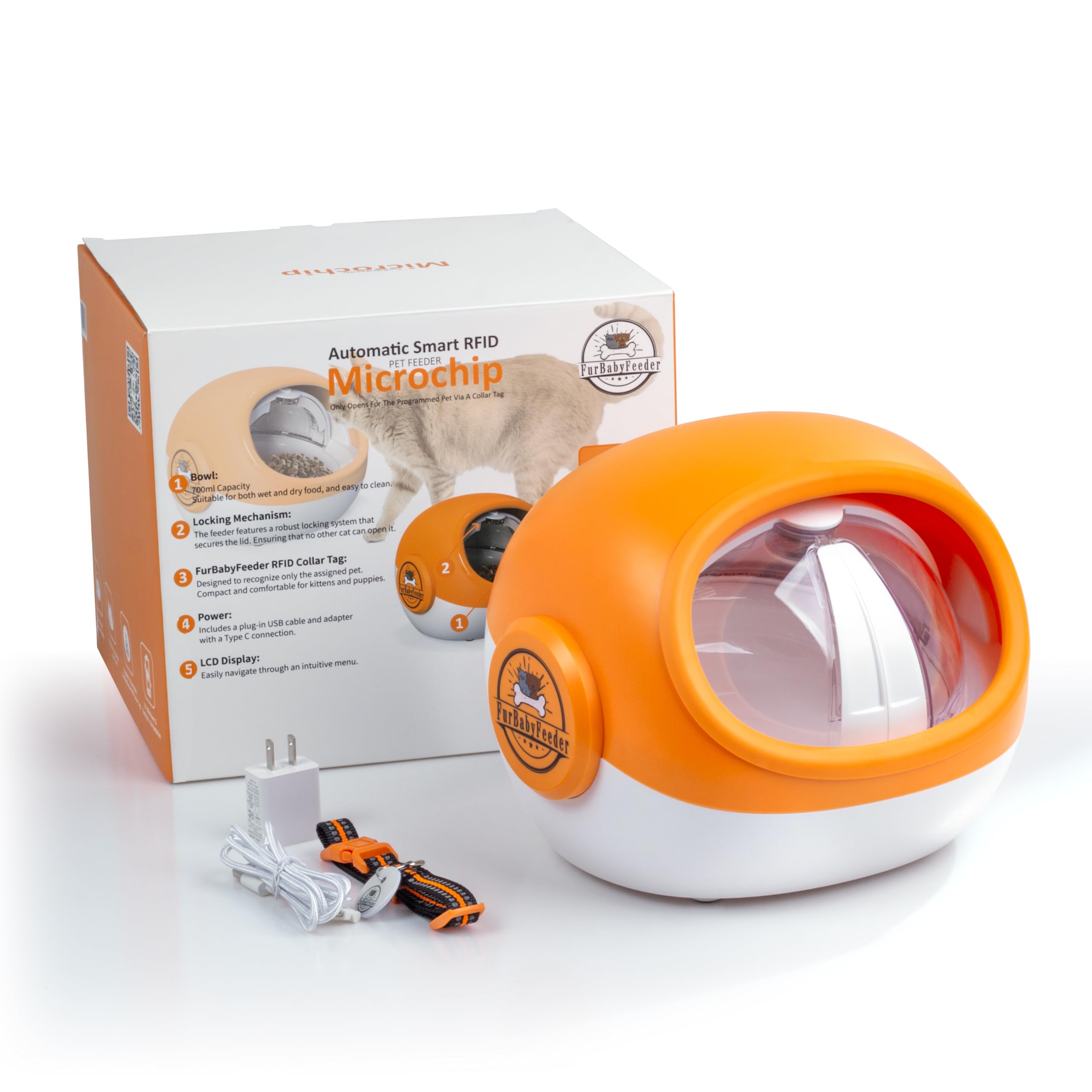 Automatic Cat Feeder with Smart RFID & Collar Sensor - Wet/Dry Food Dispenser for Multiple Pets - LCD Display & Locking Doors - Perfect for Home, Office, or Travel Use