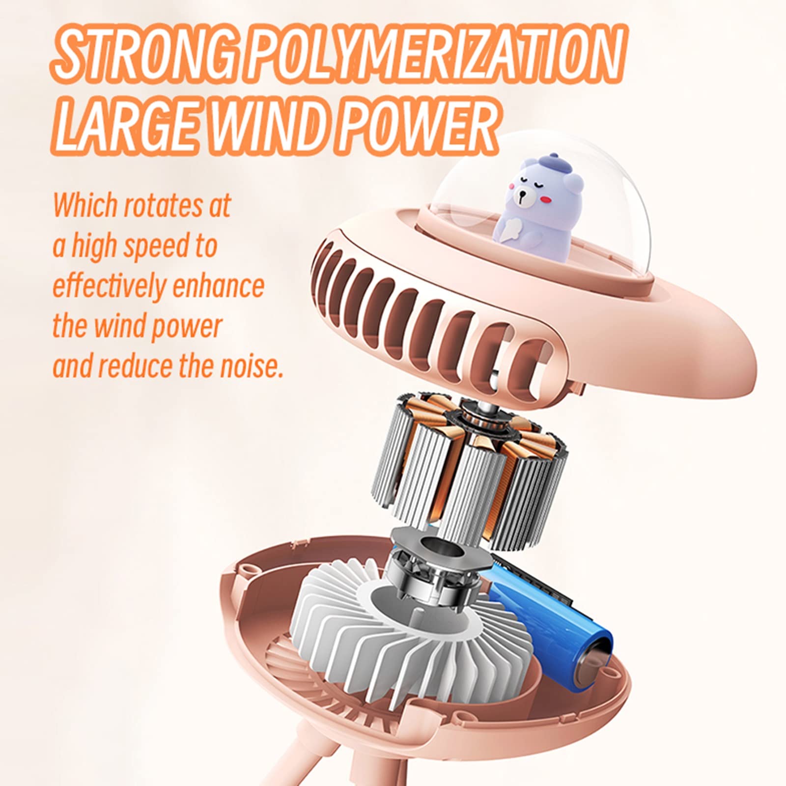 RVPECHWJ Mini Handheld Fan with Flexible Tripod - 4 Speed Portable Clip-on Fan for Stroller, Car Seat, Crib, Bike & Treadmill | Personal Cooling Fan for Home, Office, Travel & Outdoor Activities (Brass)