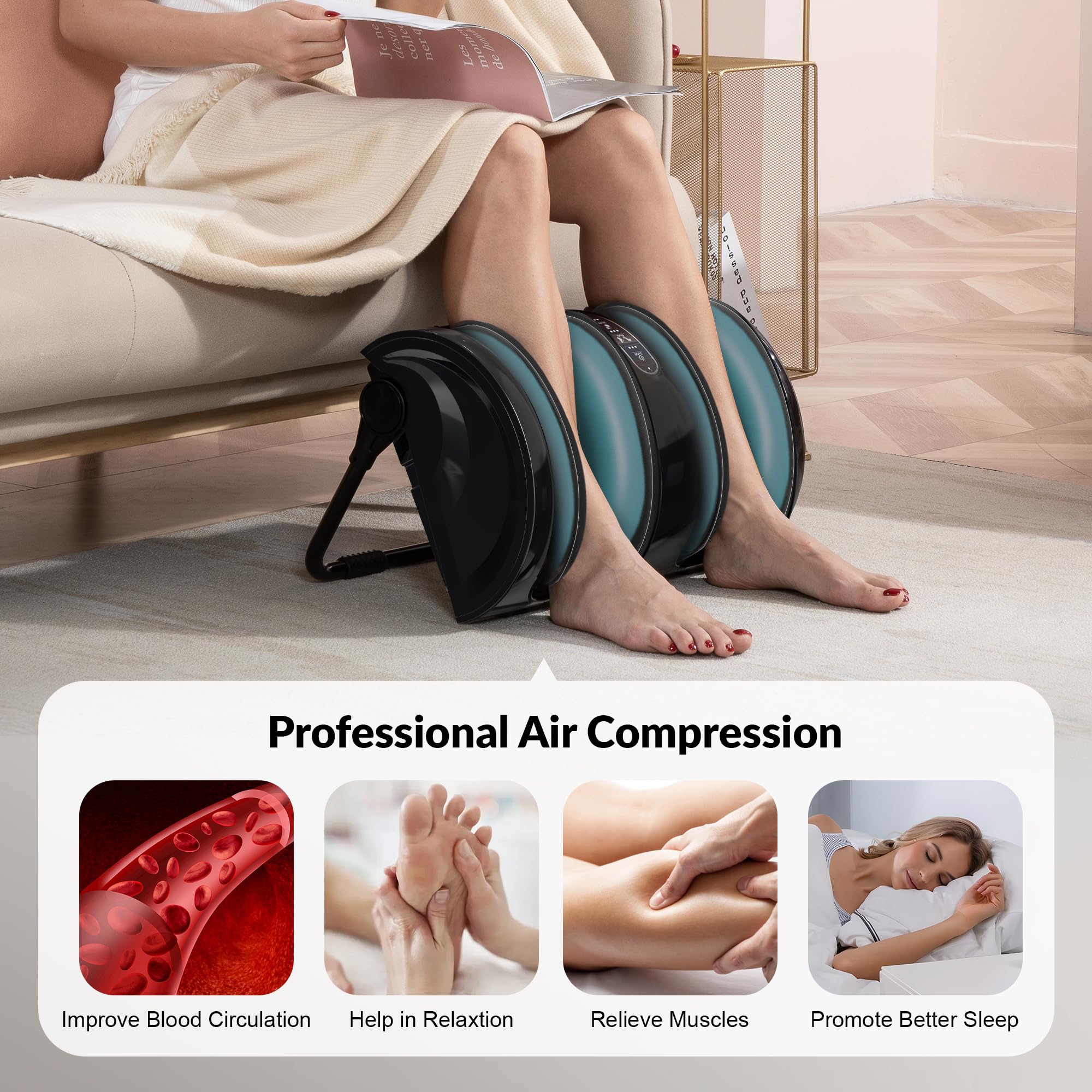 Snailax Shiatsu Foot and Calf Massager with Heat Therapy - Electric Massage Machine for Plantar Fasciitis, Neuropathy Pain Relief, Improves Blood Circulation - Remote Control for Home and Office Use