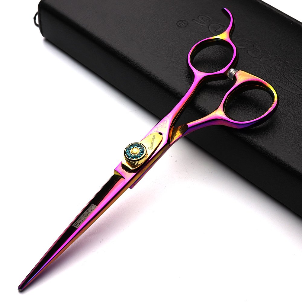 6 Inch Professional Hairdressing Scissors Set - Sharp Hair Cutting & Thinning Shears with Purple Spring - Perfect for Salon, Home Styling & DIY Haircuts