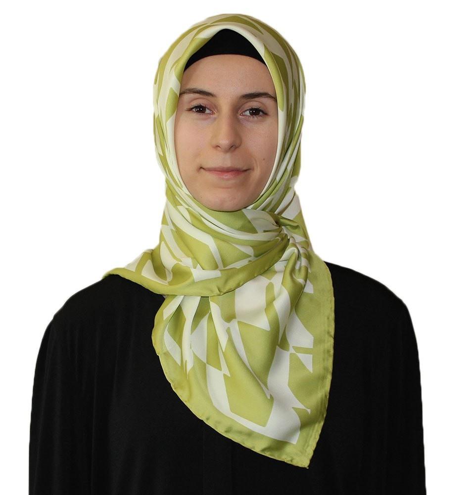 Aker Satin Square Hijab Scarf 6749 951 Bright Green - Soft Muslim Headscarf for Women, Breathable Fashion Accessory - Perfect for Daily Wear, Prayer, and Special Occasions