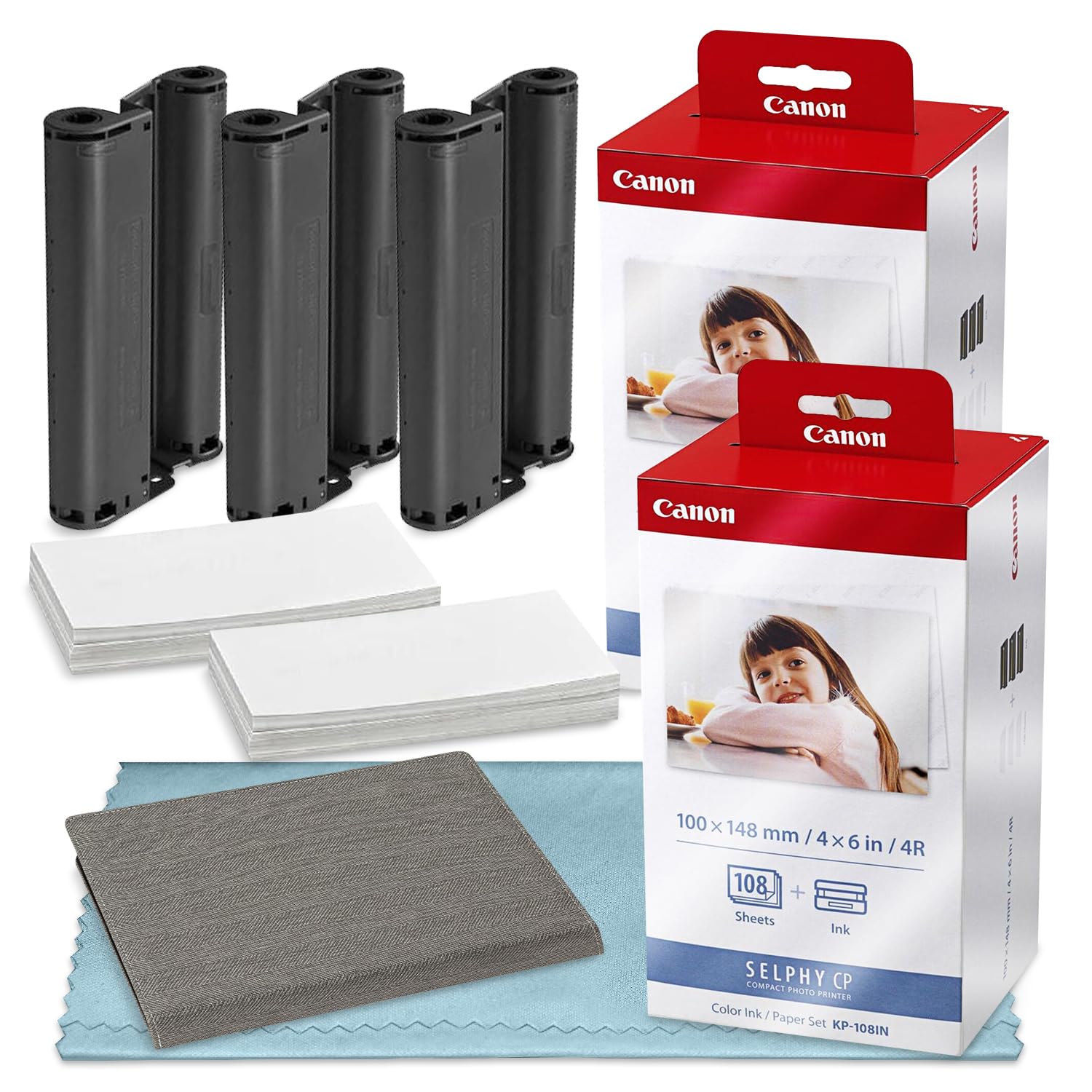 Canon Selphy Ink & Paper Set - 216 Photo Prints, 6 Cartridges for CP770/CP1300 Printers - Perfect for Home Photo Albums