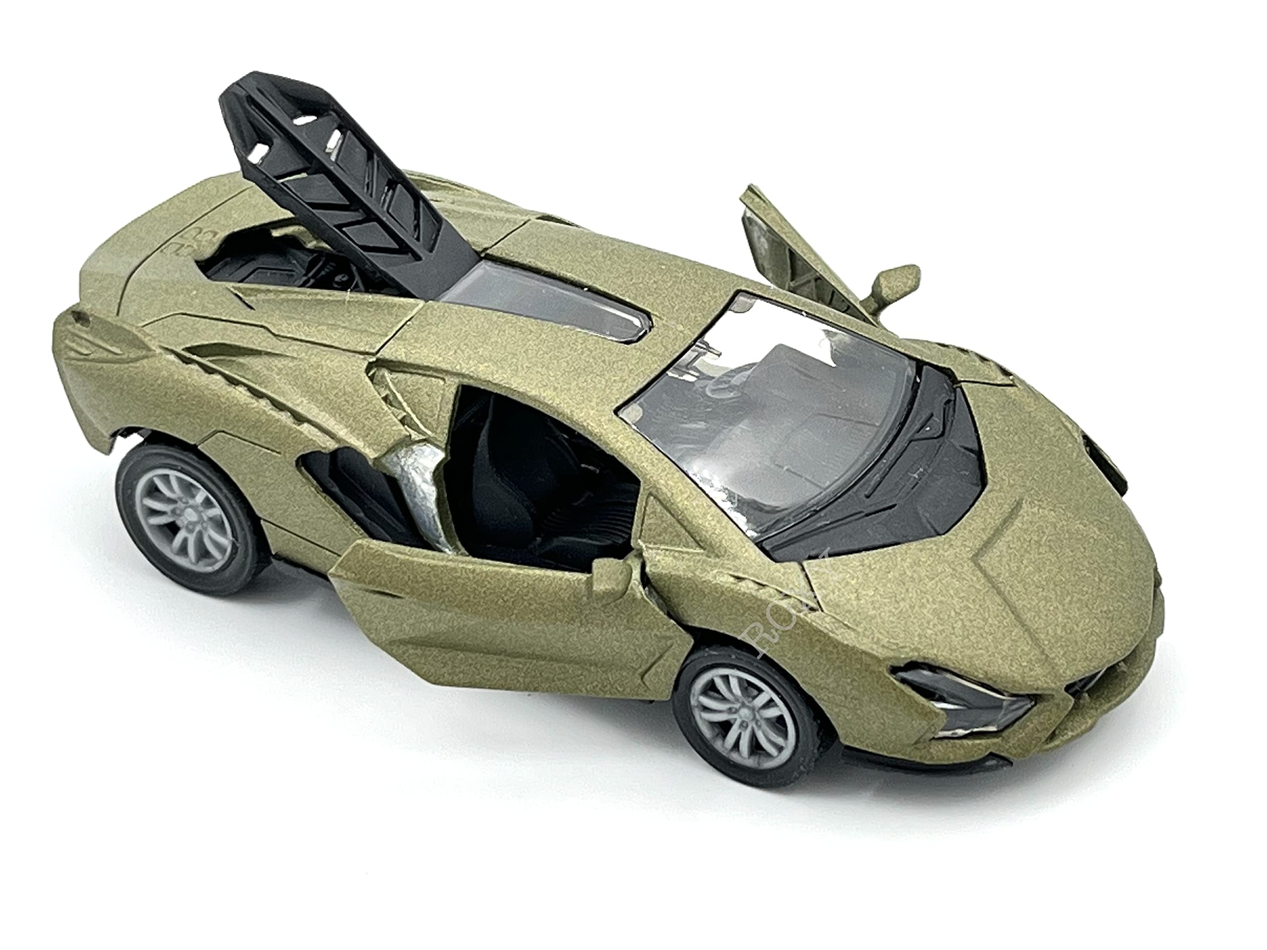 1:32 Scale Metal Lamborghini Sian Toy Car with Openable Doors & Trunk - High Speed Pull Back Dual Tone Sports Car for Kids (Olive Green) - Perfect for Birthday Gifts, Collectibles & Racing Play