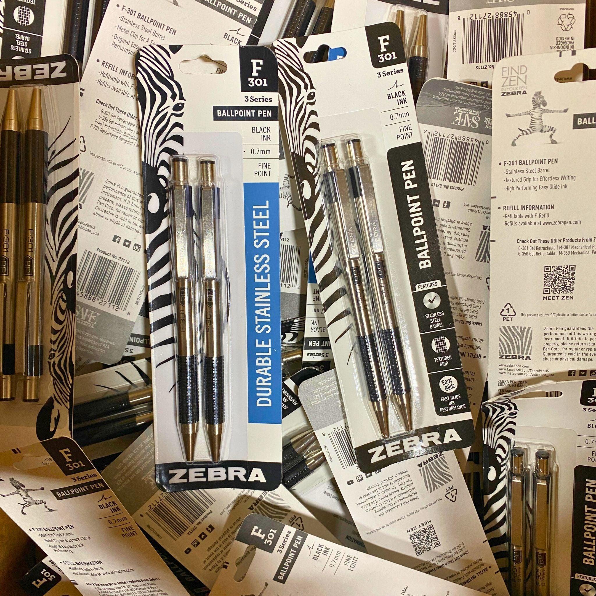 Zebra F 301 Ballpoint Pen - 0.7mm Fine Point Black Ink (50 Pack) - Smooth Writing for Office, School & Everyday Use