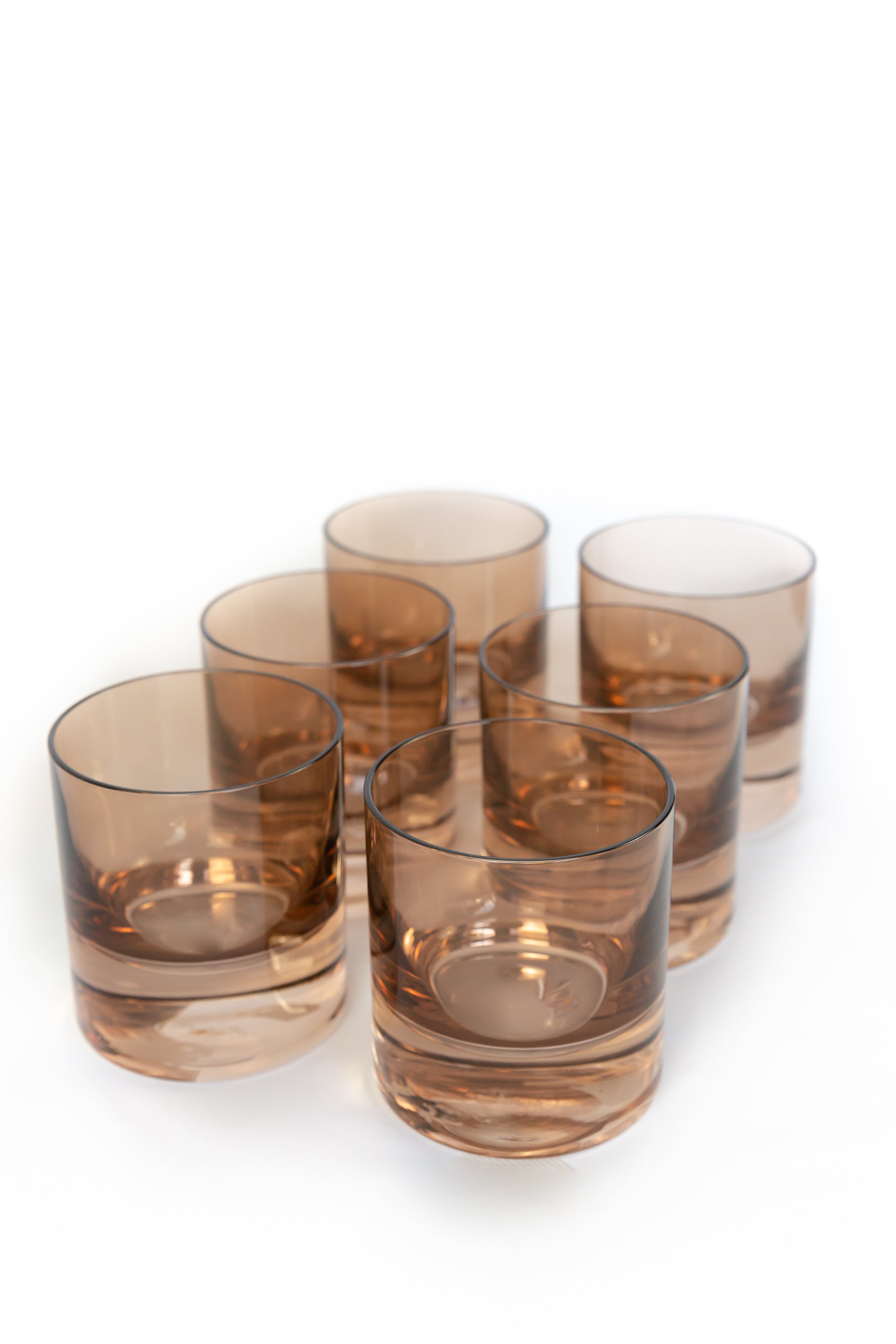Estelle Colored Rocks Glass Set of 2 - Mocha Mousse (Amber Smoke) | Elegant Cocktail Glasses for Whiskey, Bourbon & Iced Drinks | Perfect for Home Bar, Parties & Gifts