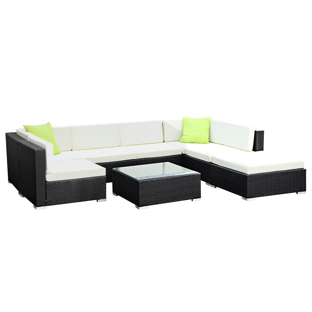 8-Piece Outdoor Wicker Sofa Set - 7-Seater Patio Furniture for Garden, Poolside & Backyard Relaxation