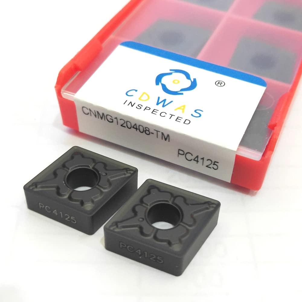 10Pcs Carbide Insert CNMG120404/08-TM PC4125 for External Metal Turning, Milling & Lathe Tools - Perfect for CNC Machining, Steel & Aluminum Workpieces