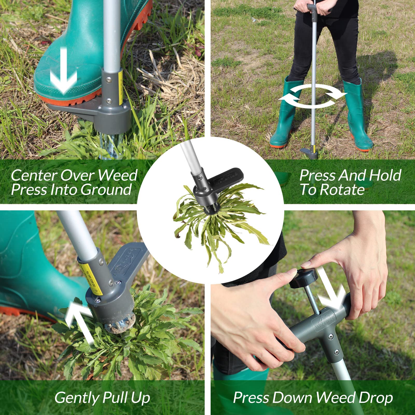 Upgraded Walensee Weed Puller Tool - 5-Claw Stand Up Weeder with Long Handle for Dandelions & Garden Weeds - Ergonomic Root Pulling Tool for Easy Lawn Care & Gardening (1 Pack) - Perfect for Home Gardens, Yards, and Landscaping Maintenance
