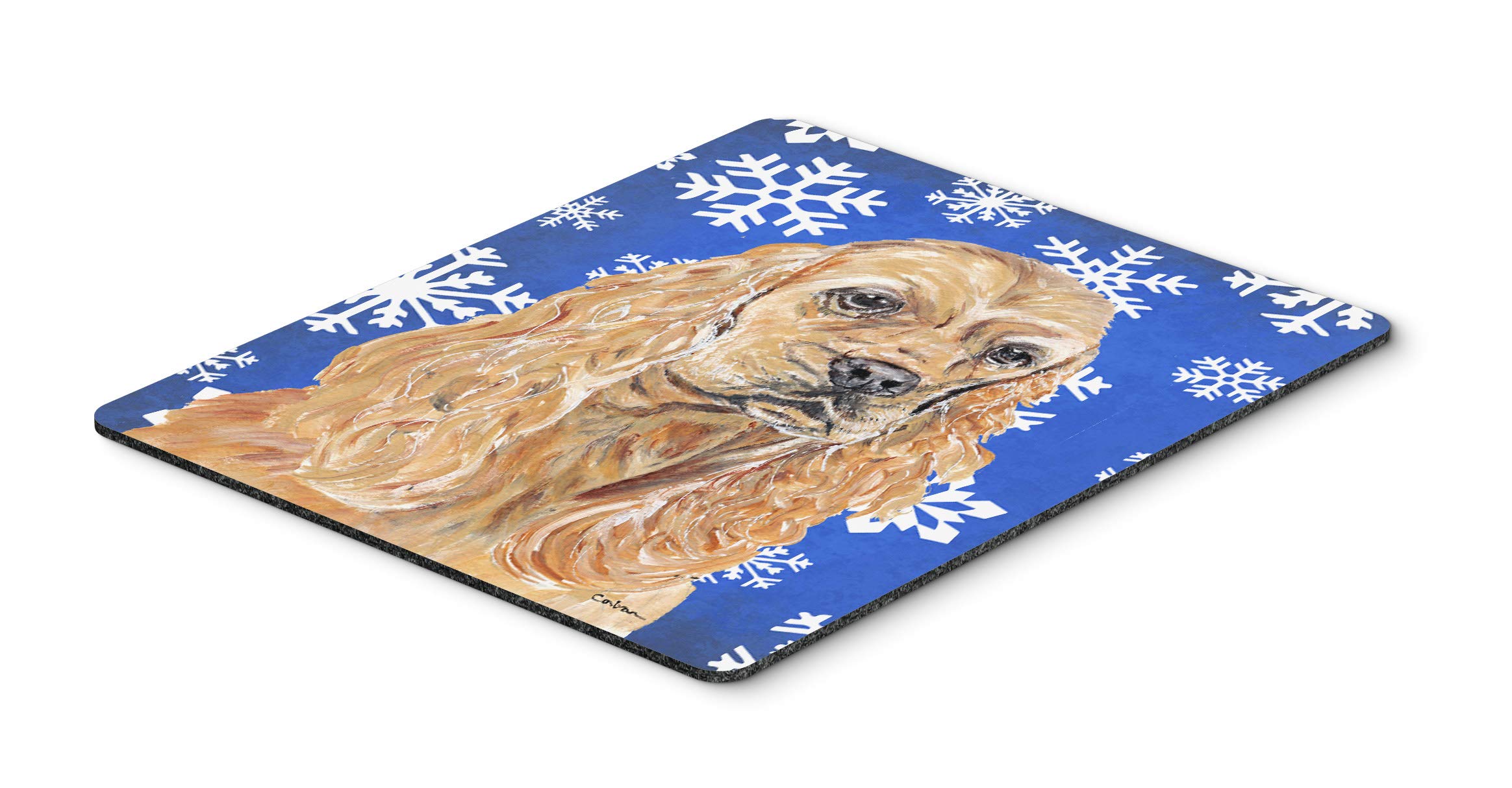 Buff Cocker Spaniel Winter Snowflakes Mouse Pad - Large Washable Non-Slip Desk Mat for Home Office, Gaming & Computer Work | Perfect Gift for Dog Lovers | Ideal for Winter Decor, Workspace & Kitchen Use