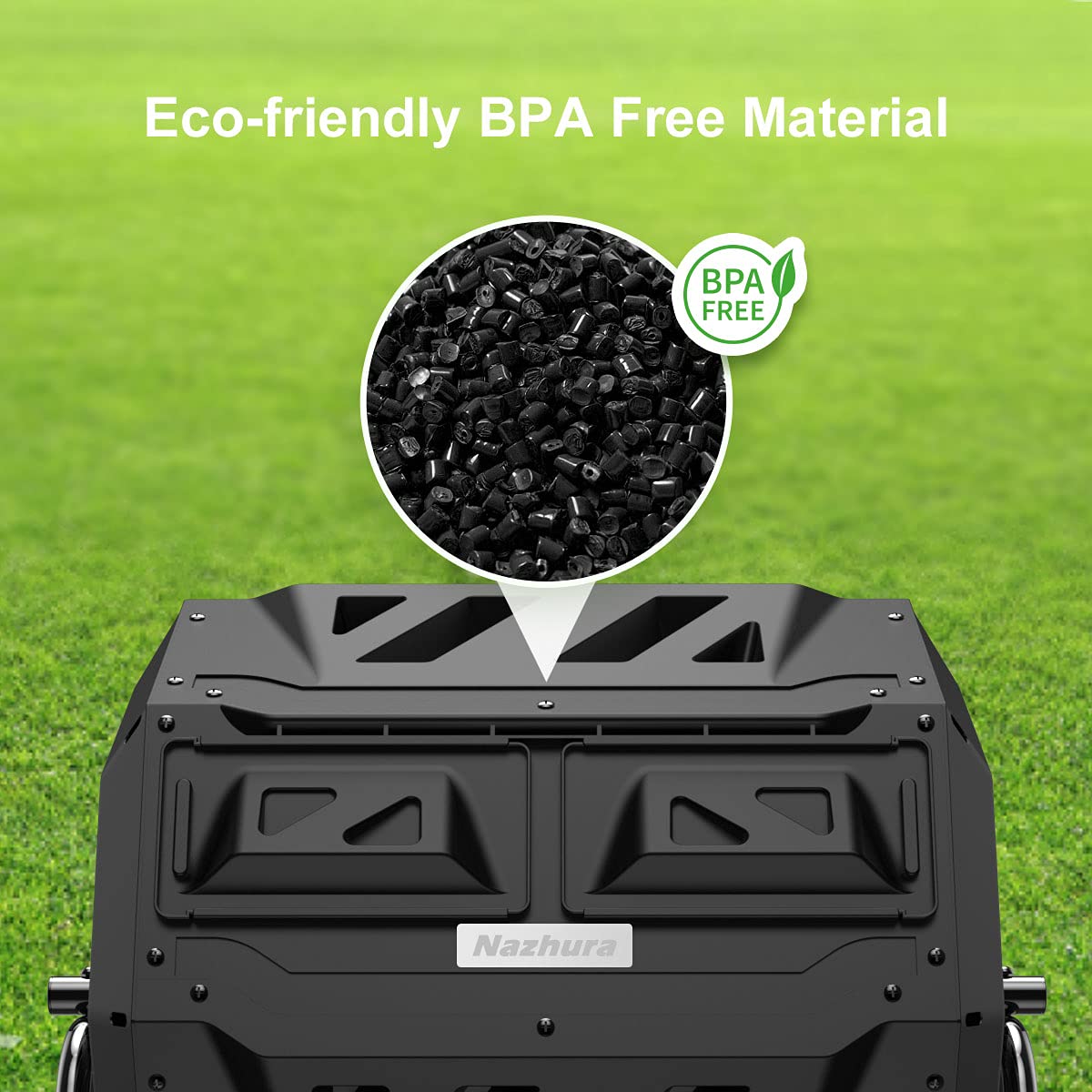 Dual Chamber 43 Gallon Compost Tumbler Bin with Free Pearson's Gardening Gloves - Efficient Outdoor Composting System for Organic Waste, Garden & Yard