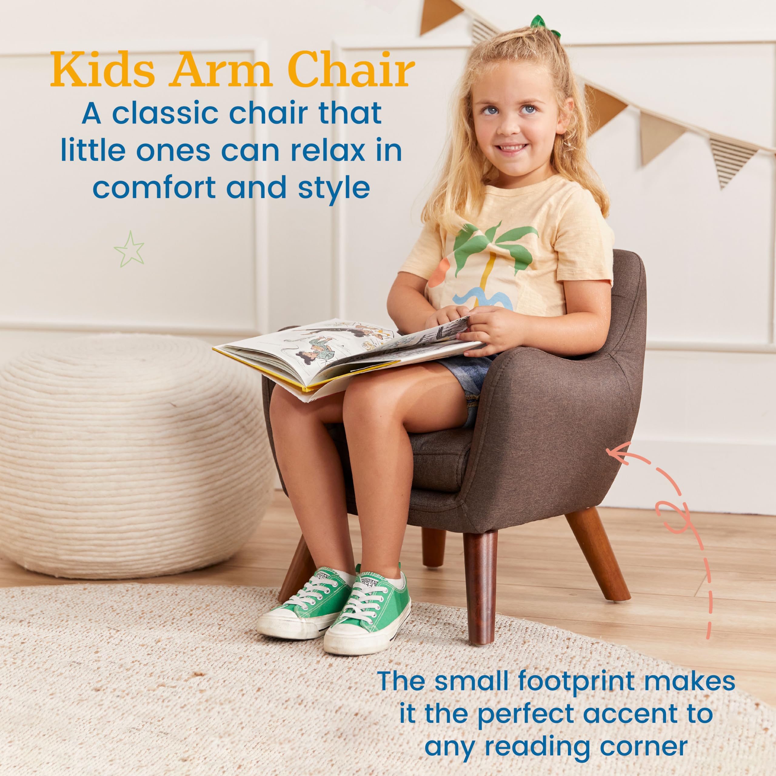 ECR4Kids Ava Arm Chair for Kids - Sturdy & Comfortable Children's Furniture in Raisin Color - Perfect for Classrooms, Playrooms & Home Study Areas