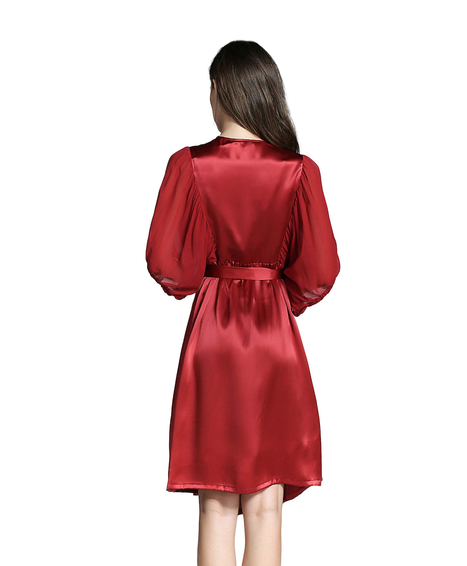 CLC Women's Pure Mulberry Silk Pajama Set with Lace Flower Trim - Luxurious Nightgown & Robe for Sleepwear, Bridal Shower Gift, and Relaxing at Home