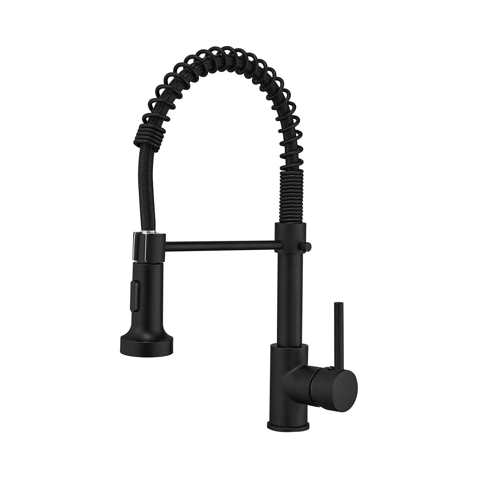 Commercial Kitchen Faucet with Pull Down Sprayer - Single Handle Lever Spring Sink Faucet in Matte Black | Ideal for Restaurants, Food Trucks & Home Kitchens