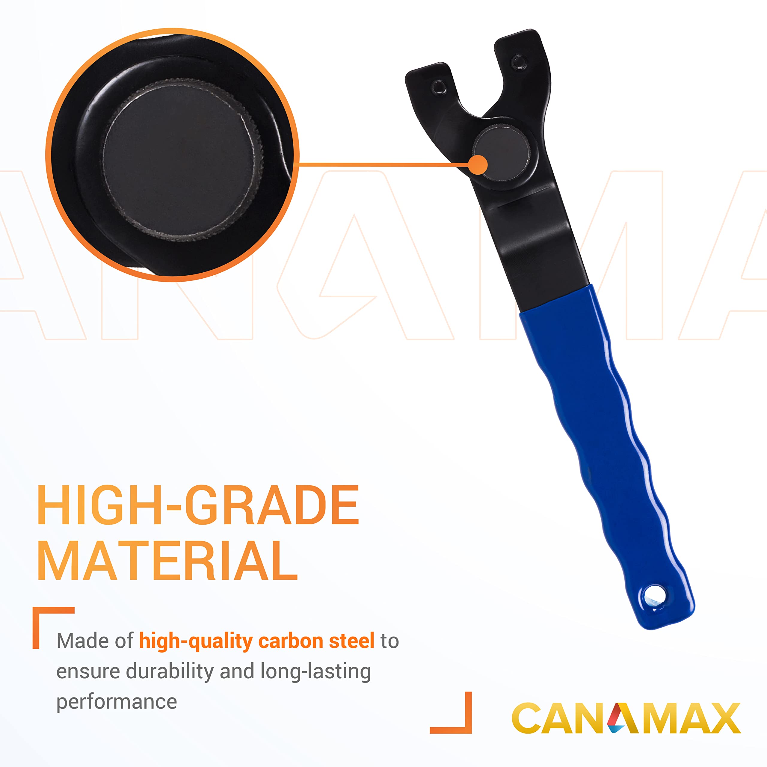 Canamax SEWA20 Adjustable Lock-nut Grinder Wrench (1-3cm) - Compatible with Dewalt, Bosch, Makita & Major Angle Grinders - Perfect for Quick Disc Changes in Metalworking & Construction Projects