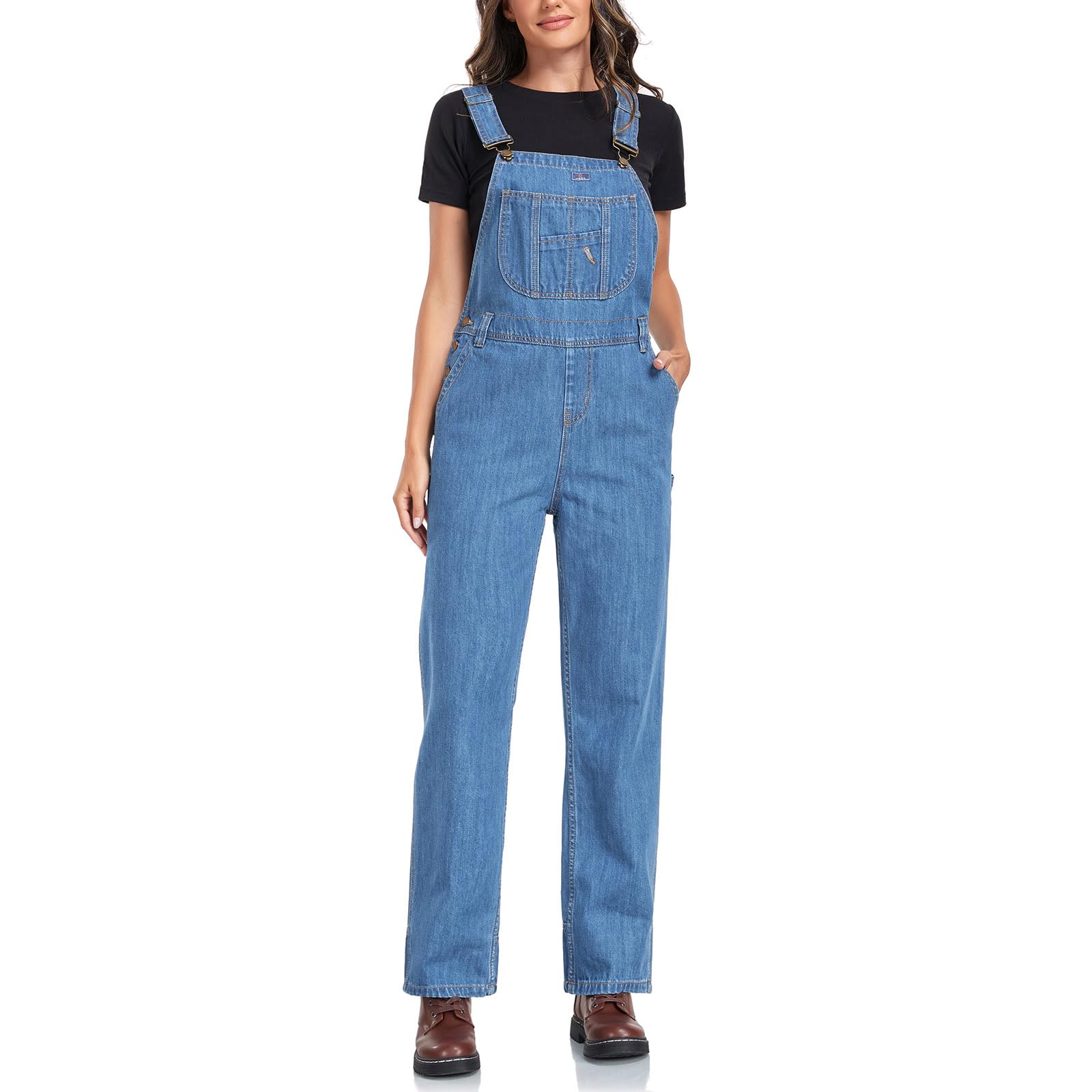 HISEA Women's Bib Overalls - Relaxed Fit Denim Overalls with Adjustable Straps & Tool Pockets for Workwear | Comfortable Work Jumpsuit for Gardening, Farming, Construction & DIY Projects