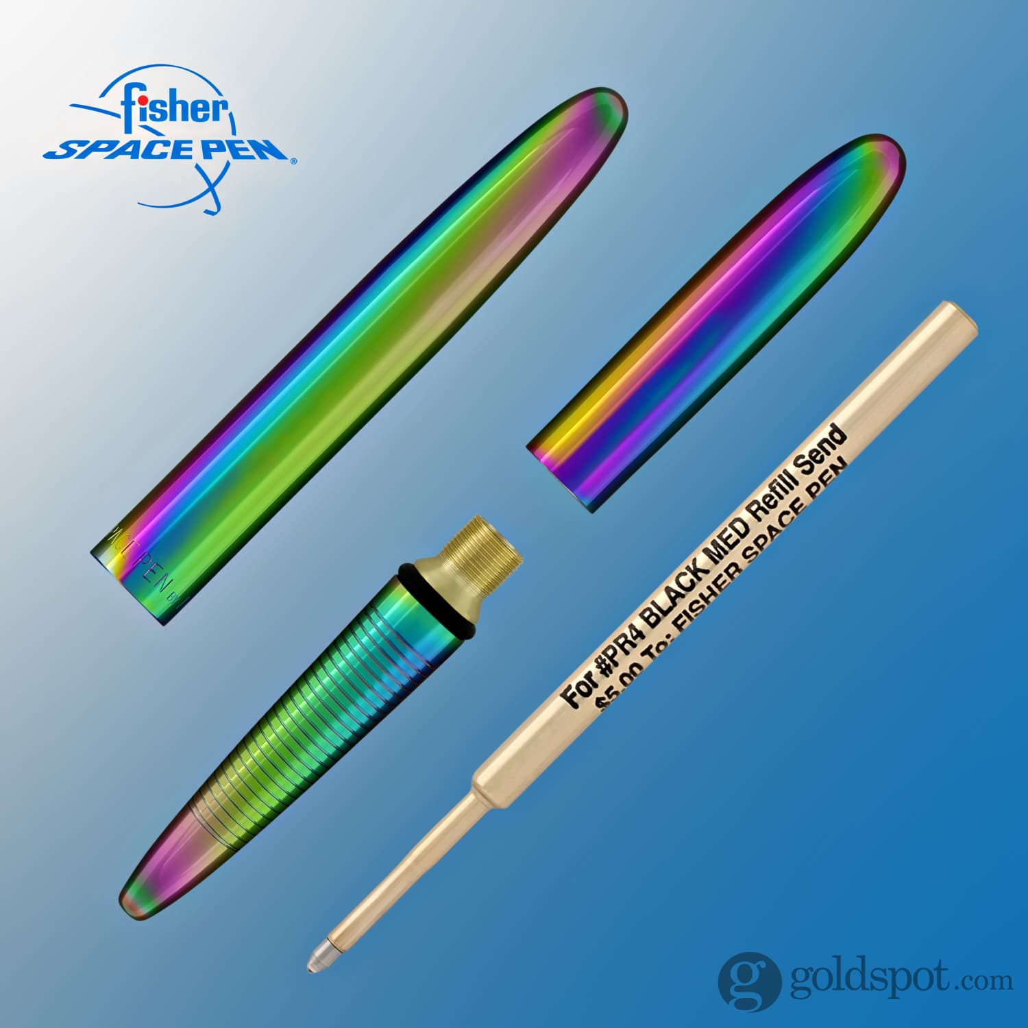 Fisher Space Pen Bullet Ballpoint Pen - Rainbow Titanium Nitride Coating - Compact & Refillable - Perfect for Outdoor, Travel, and Everyday Use