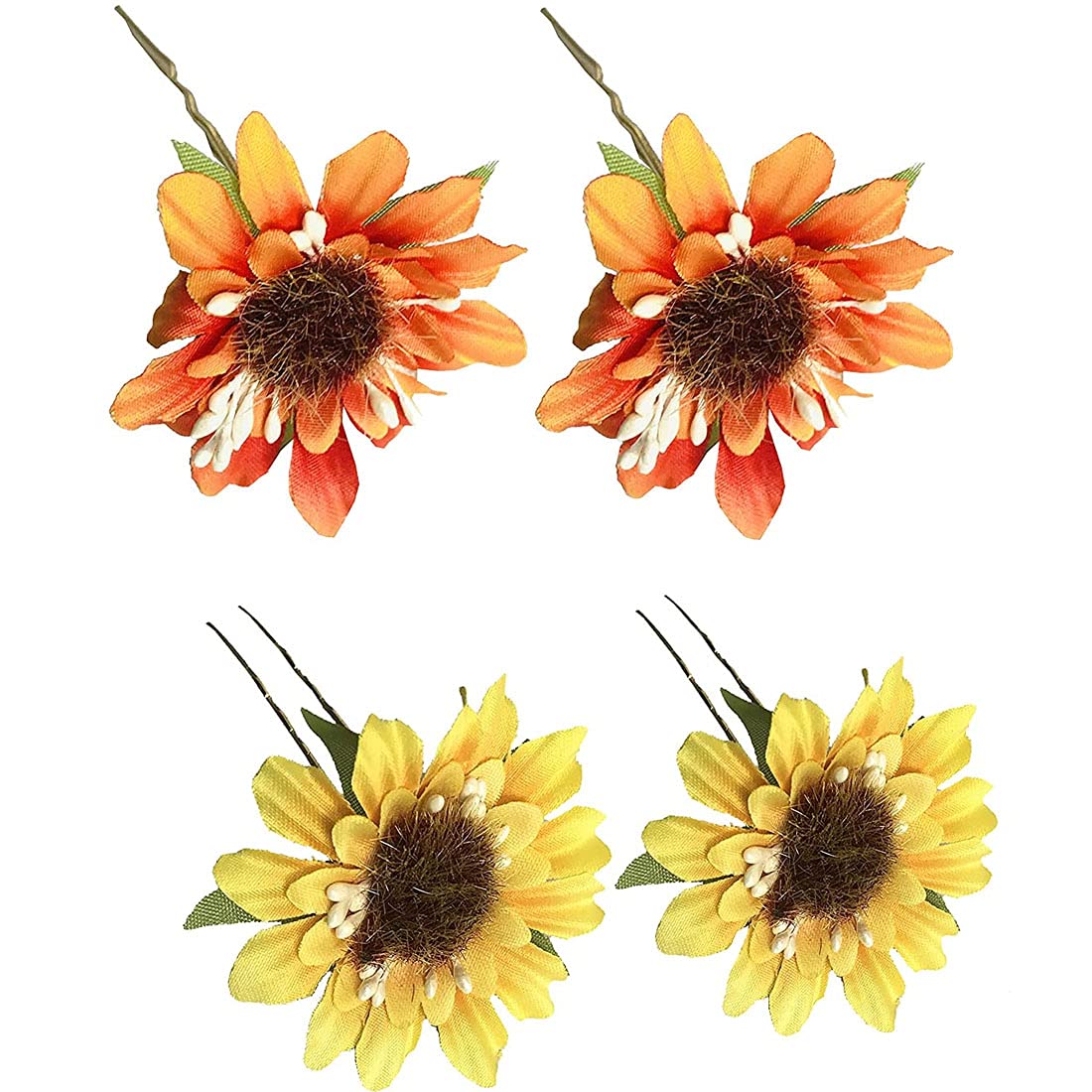 GadinFashion™ 4-Pack U-Shaped Floral Hair Forks - Elegant Artificial Flower Hairpins for Women & Girls | Wedding, Bridal, Prom & Party Hair Accessories | Multi-Color Hair Styling Pins for Updos & Special Occasions