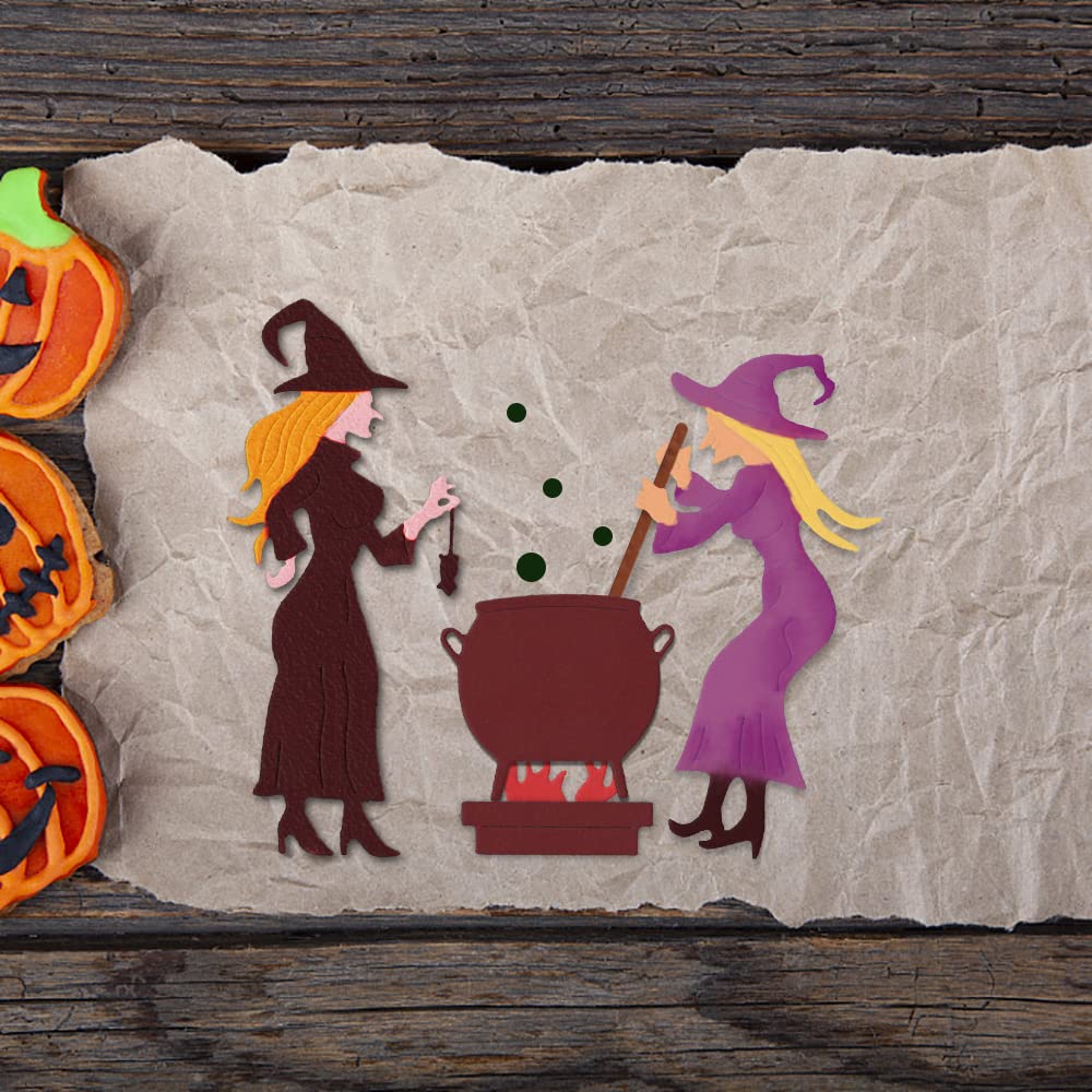 ALIBBON Halloween Witches Die Cuts Set - Metal Stencils for Card Making, Scrapbooking & Paper Crafts - DIY Magic Potion Embossing Templates for Photo Albums, Greeting Cards & Home Decor - Perfect for Halloween Parties, Witch-Themed Events & Creative Gift Making