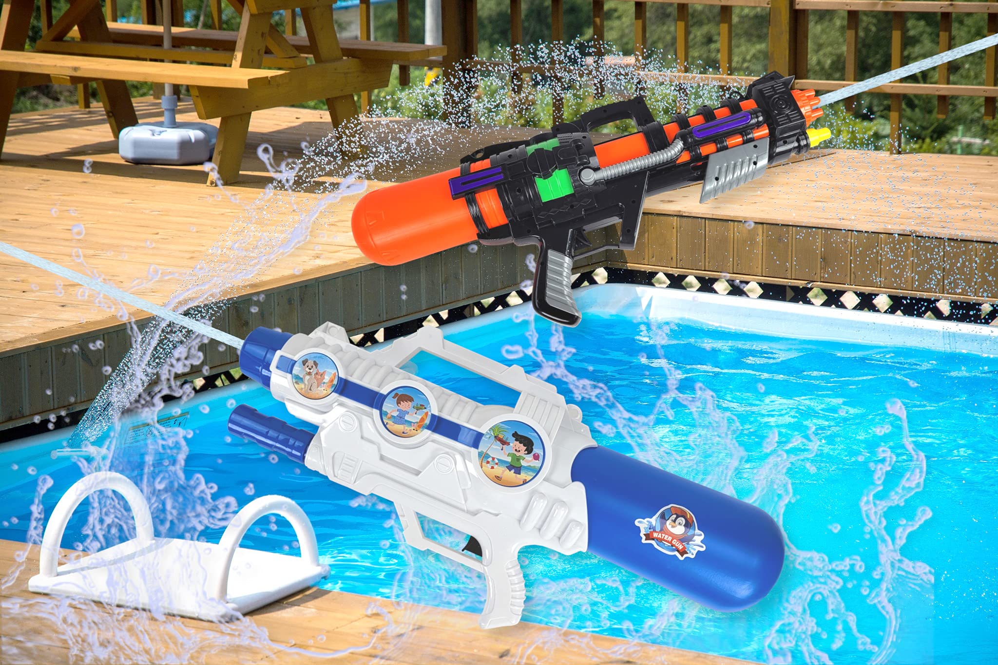 Large Water Guns for Kids & Adults - Super Soaker Blaster with High Capacity & Long Range - Outdoor Summer Water Toy for Pool, Garden Battles & Beach Parties (Black)