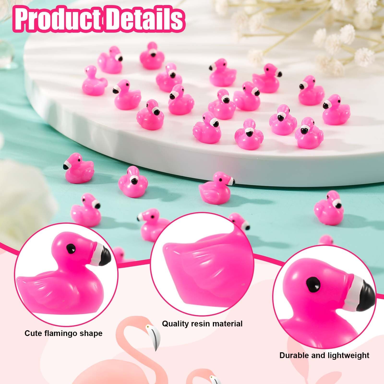 100PCS Mini Flamingo Rose Resin Decorations - Small Animal Figurines for DIY Crafts, Dollhouse, Cake Toppers, Home & Garden Decor - Perfect for Party Favors, Wedding Centerpieces, and Fairy Garden Scenes