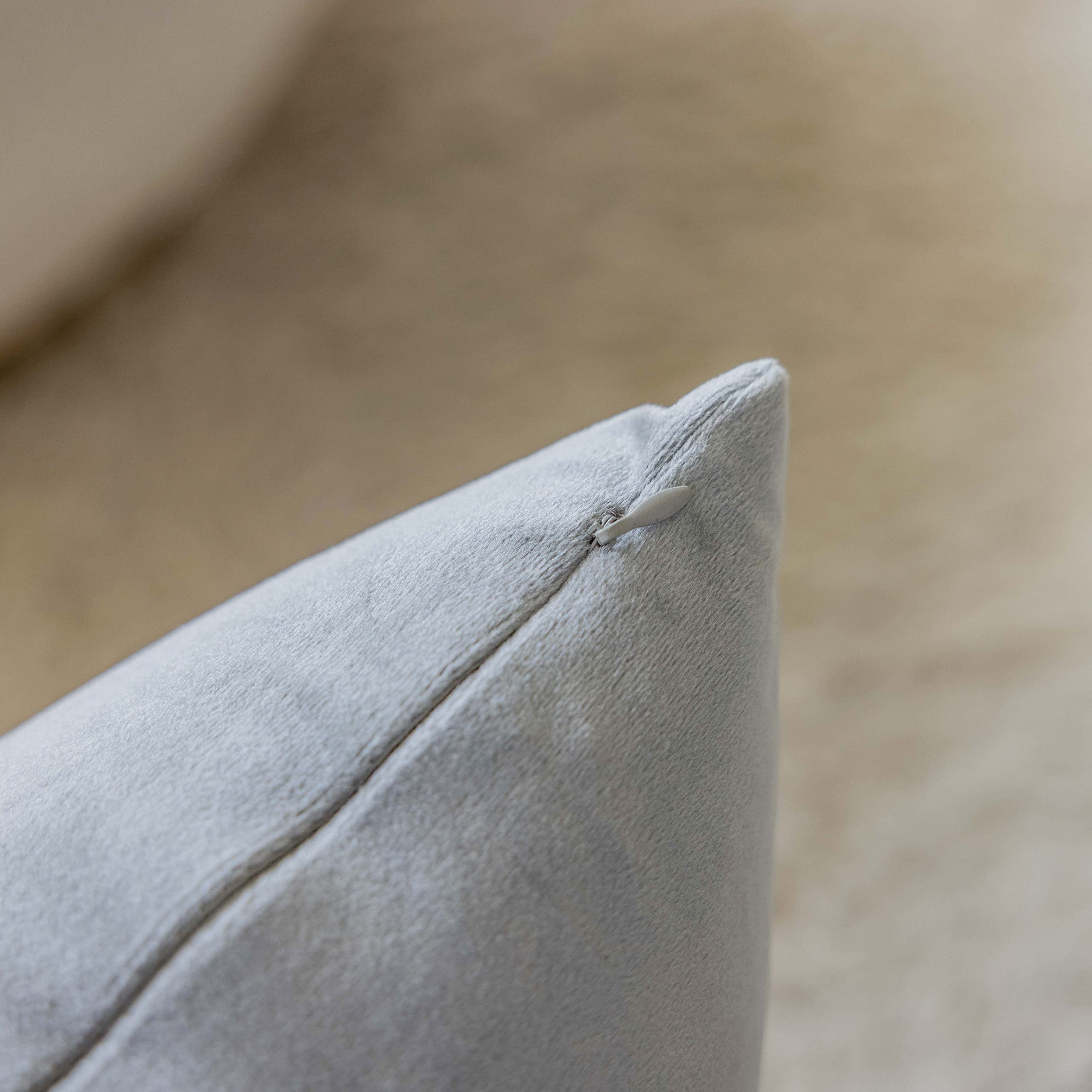 Demetex Grey Velvet Throw Pillow Covers 18x18 Inch - Super Soft Square Decorative Pillow Cases for Sofa, Bed, Bench - Set of 2 Plush Cushion Covers - Home Decor, Living Room, Patio & Balcony Use