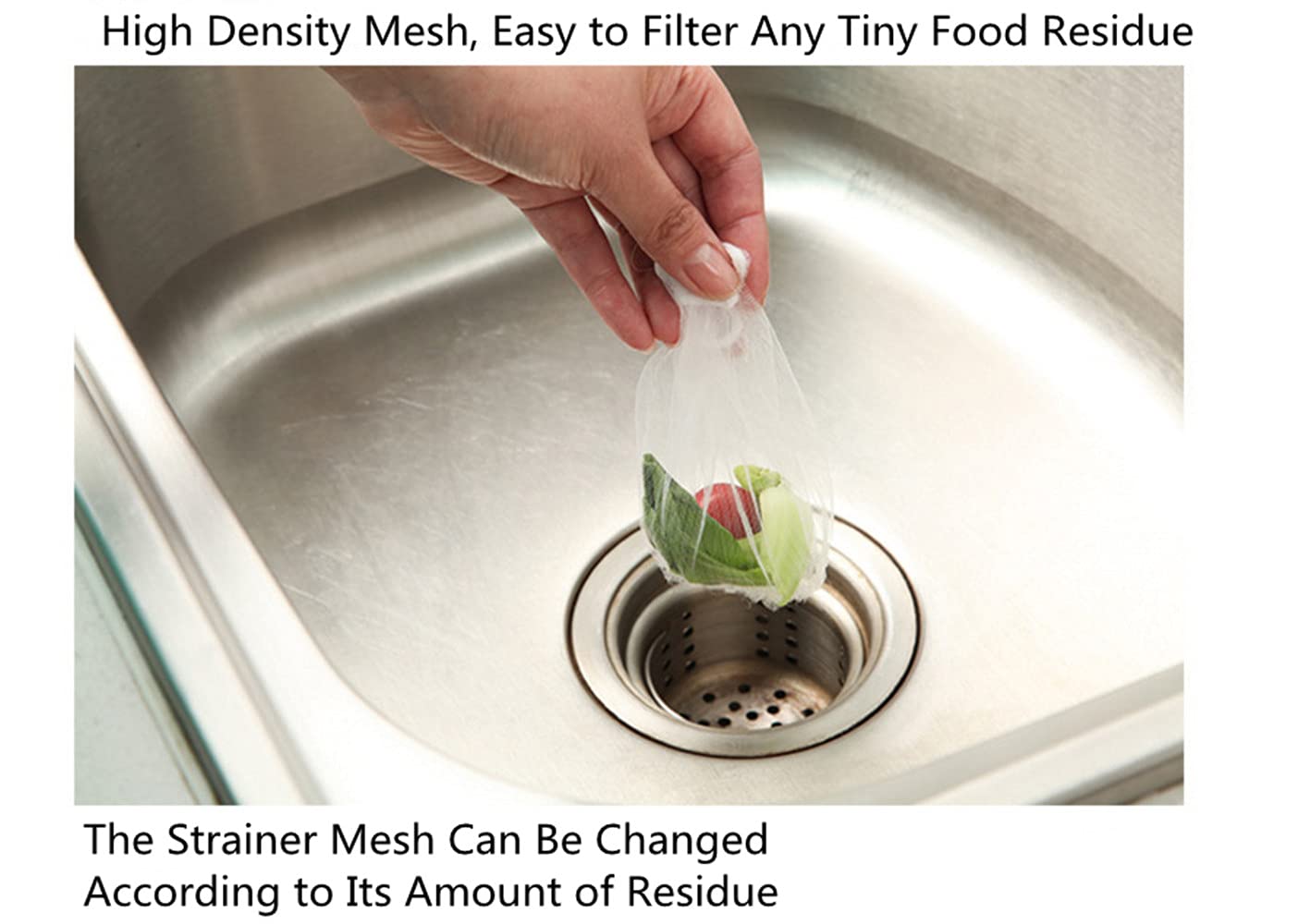 100-Pack White Sink Drain Strainers - Fine Mesh Hair Catcher for Kitchen, Bathroom & Bathtub - Clog Prevention & Garbage Storage - Essential Kitchen Accessories (Perfect for Homes, Restaurants & Hotels)