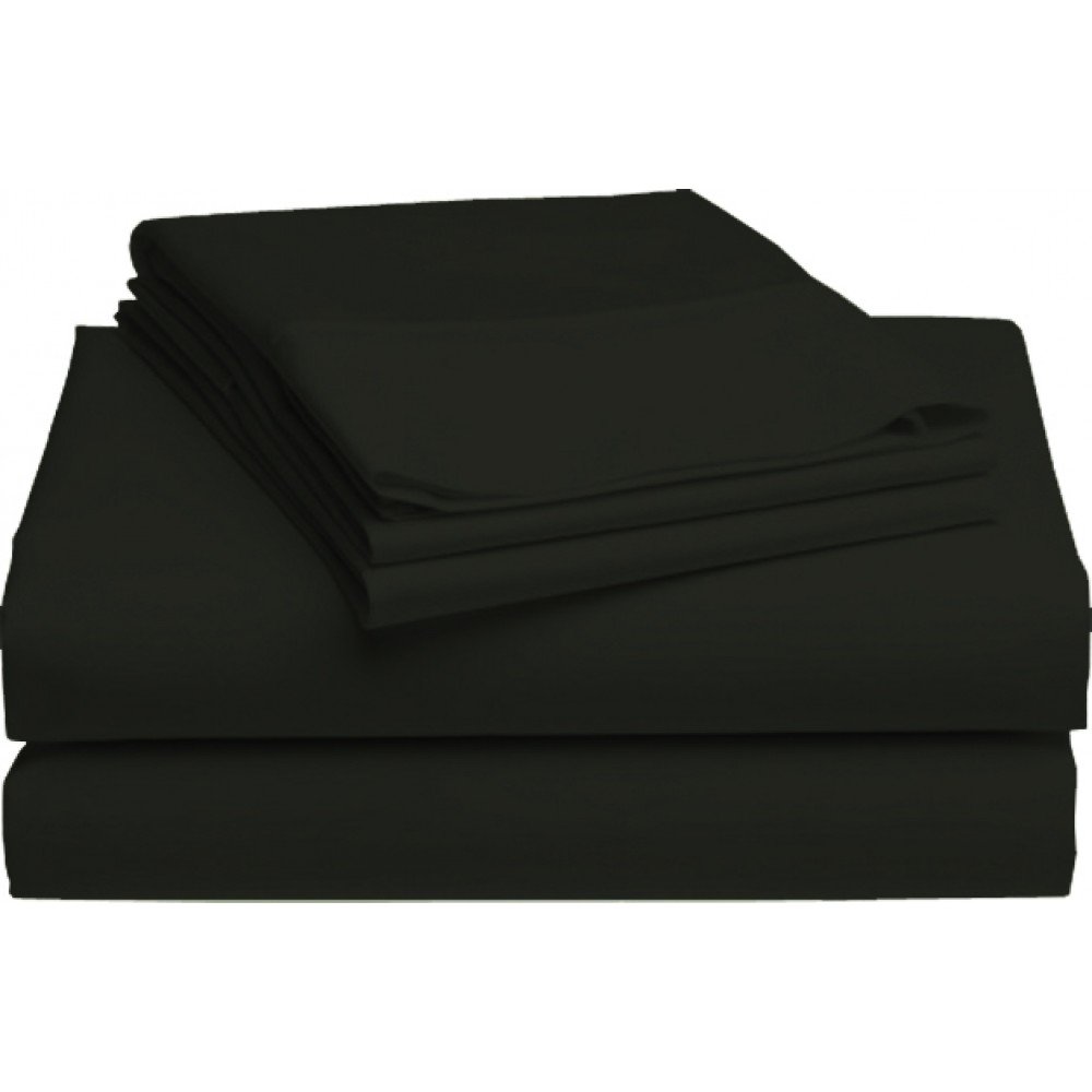 Breathable 100% Cotton Twin XL Sheet Set - Cooling Jersey Knit Bed Sheets for Dorm, Hospital & Split King Beds - Ultra Soft with Deep Pockets - Black Bedding for Comfortable Sleep & Hot Sleepers