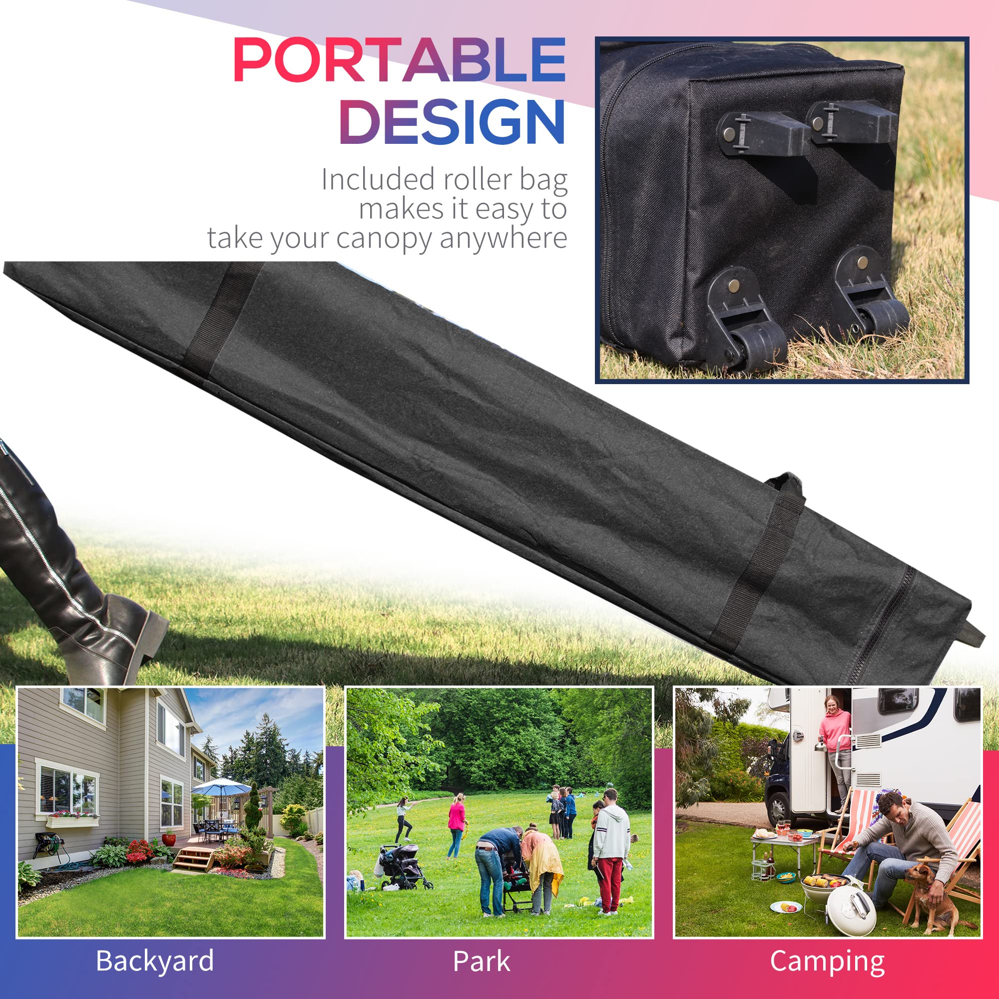 Outsunny 10' x 10' Pop-Up Canopy Tent with Removable Sidewall - Instant Sun Shelter for Outdoor Events, Parties, Camping & Backyard - Includes Wheeled Carry Bag - Ideal for Garden, Patio, Beach & Picnics