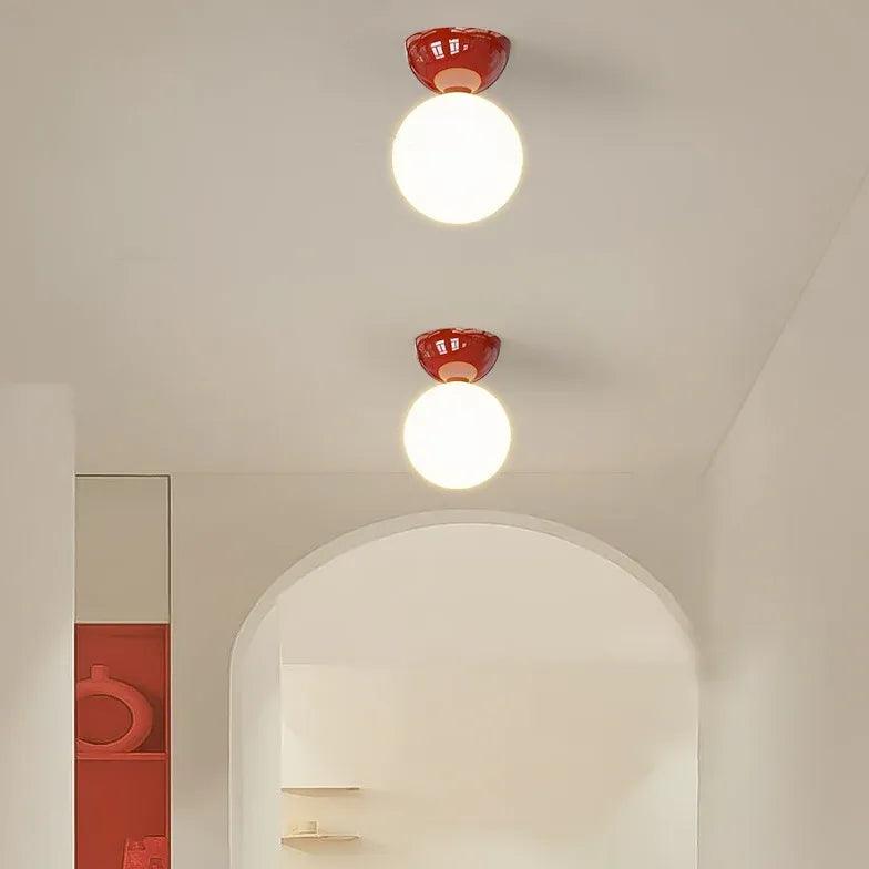 Modern Spherical Glossy Ceiling Light Fixture - LED Hallway Lighting for Home, Bedroom, Living Room & Entryway Decor