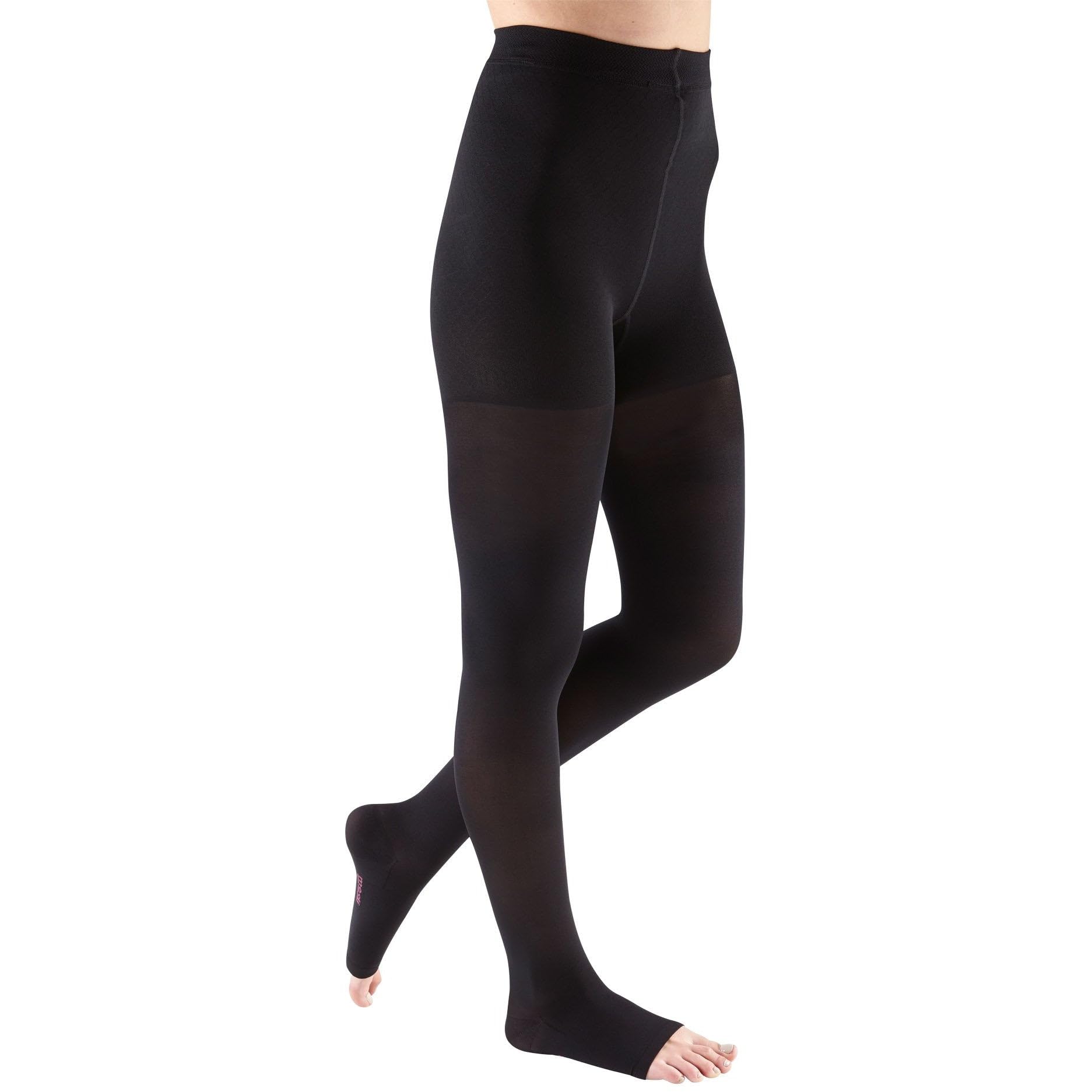 Mediven Comfort 20-30 mmHg Open Toe Compression Pantyhose for Women - Medical Grade Support Stockings for Varicose Veins, Swelling & Circulation - Perfect for Travel, Work & Daily Comfort (Ebony VI)