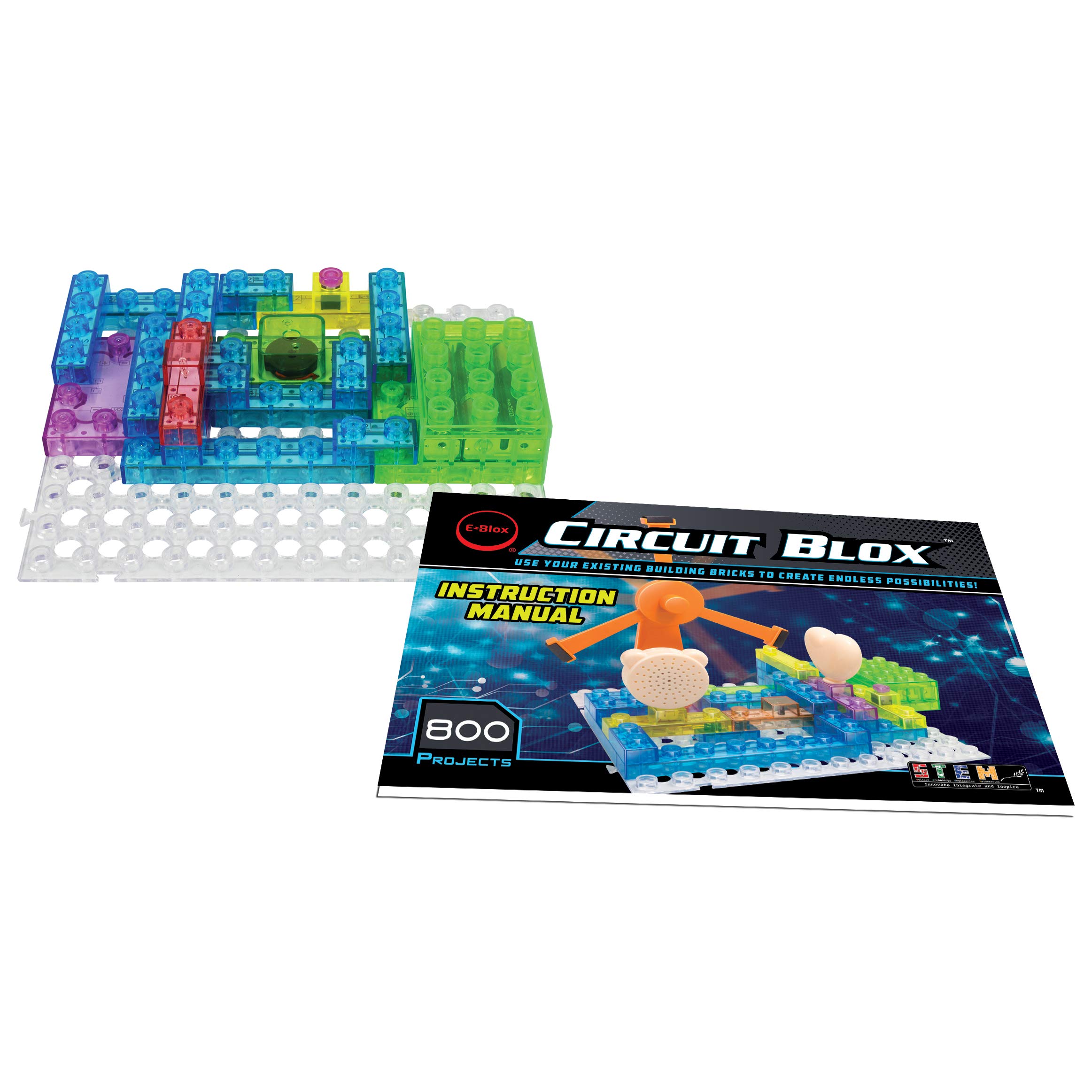 E-Blox Circuit Blox Builder - 800 Projects STEM Learning Kit with Circuit Board Building Blocks | Coding & Electronics Toy for Kids Ages 8+ | Perfect for School Science Projects & Home STEM Education (CB-0187)