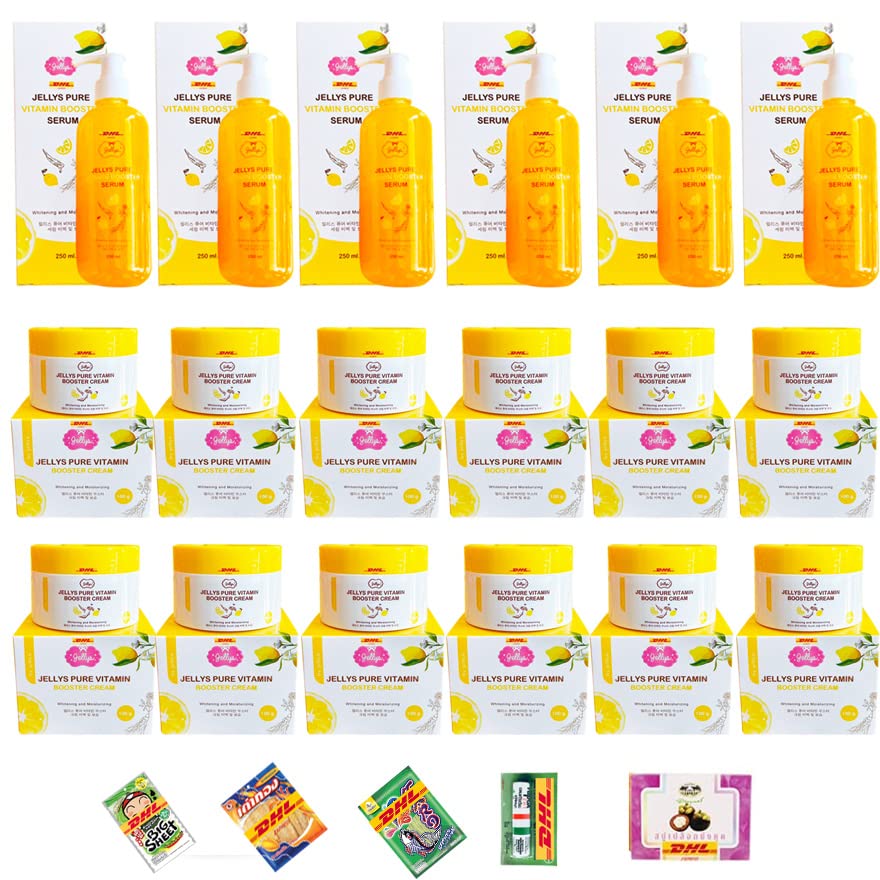 2-Pack Jellys Pure Vitamin Booster Cream 100ml & Serum Set with DHL Express Shipping | Anti-Aging Skincare for Dry & Sensitive Skin | Perfect for Night Routine & Travel Skincare Kit