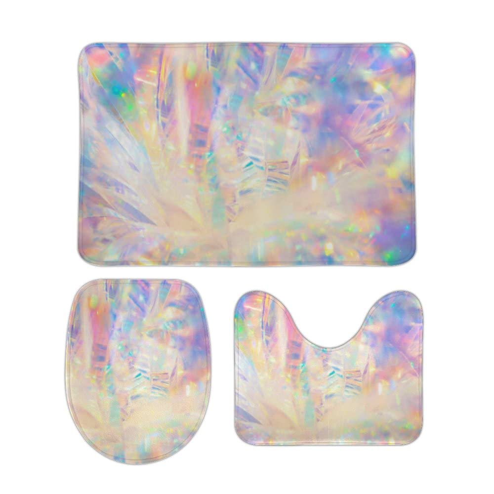 Non-Slip 3-Piece Bathroom Rug Set - Soft Contour Bath Mat, Toilet Lid Cover & Colorful Decor for Home, Spa & Guest Bathrooms