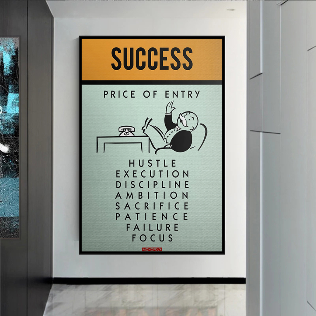Alec Monopoly Success Price of Entry Playing Card Canvas Wall Art - Pop Art Home Decor for Living Room, Office & Game Room