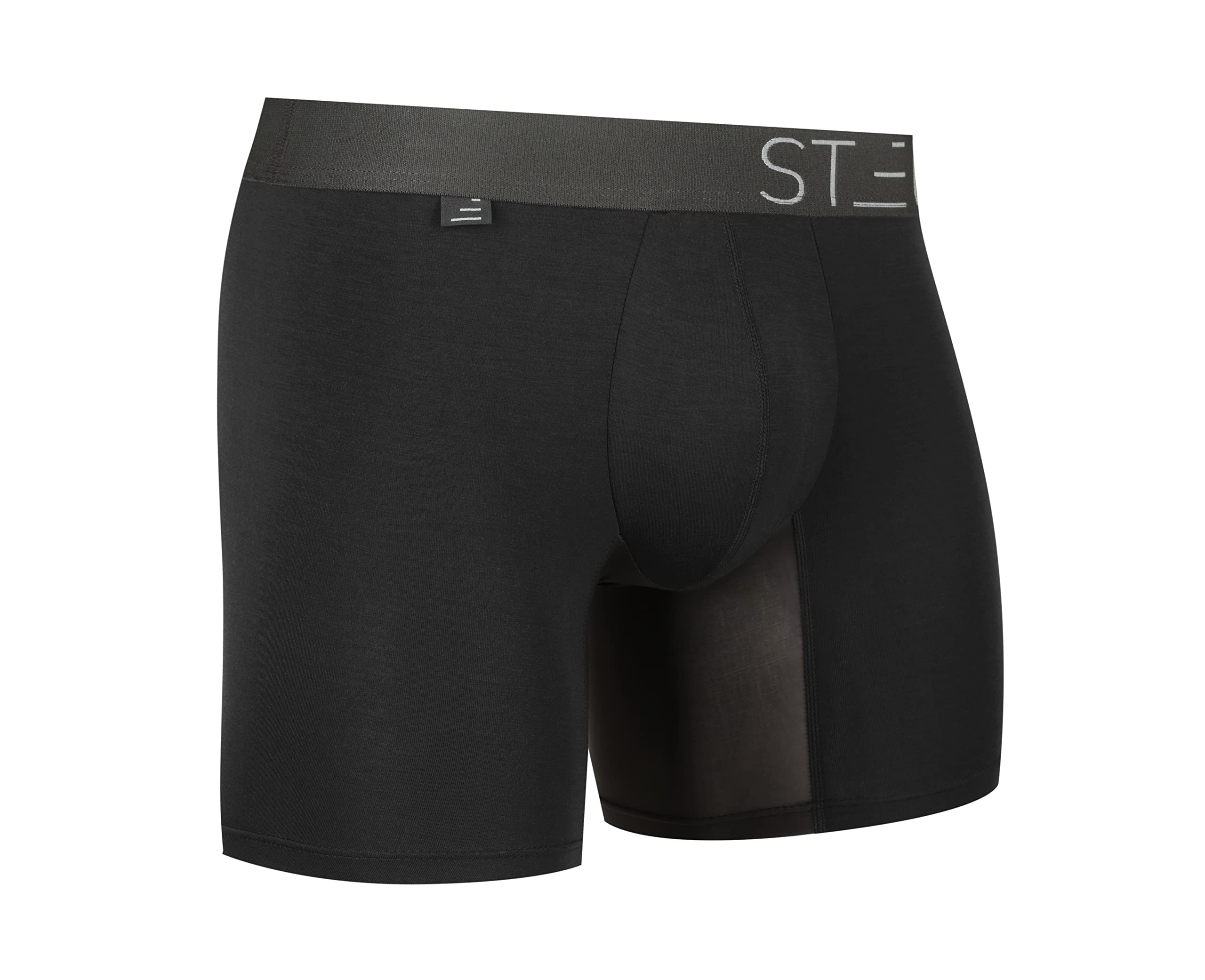 STEP ONE Men's Underwear Boxer Briefs 5-Pack - Moisture-Wicking, 3D Pouch Support, No Ride Up - Black - Perfect for Workout, Sports & Everyday Comfort