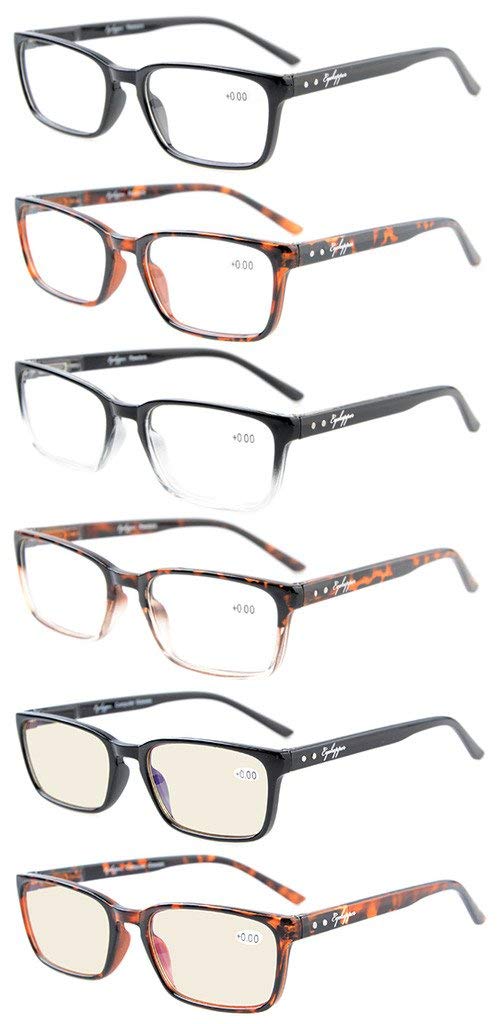 Eyekepper 6-Pack Retro Spring Hinges Reading Glasses + 2pcs Blue Light Blocking Computer Glasses for Men & Women - Fashionable Readers for Office, Reading & Screen Use