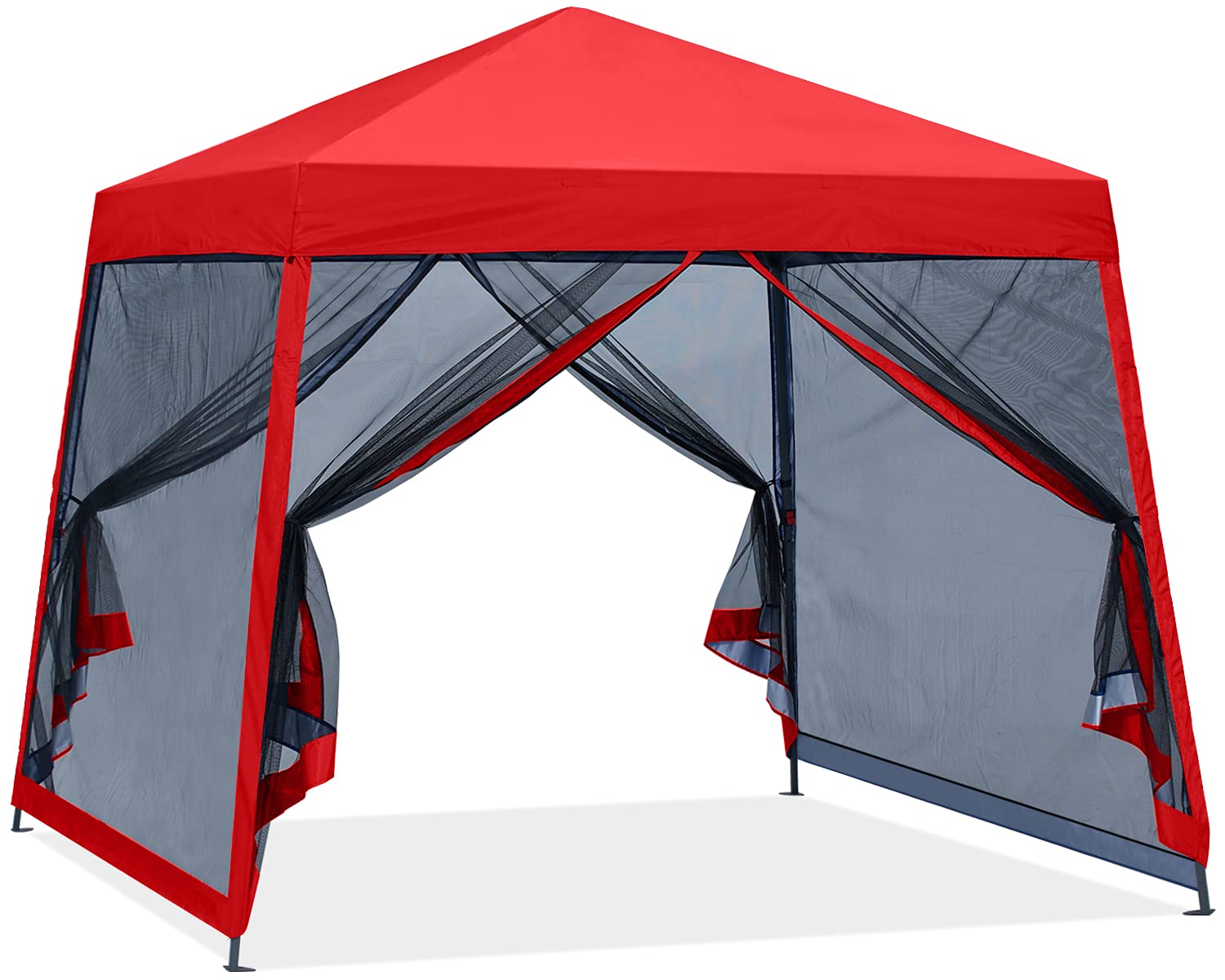ABCCANOPY Stable Pop Up Outdoor Canopy Tent with Netting Wall - Red | Portable Shade Shelter for Camping, Beach, Picnic, Backyard & Outdoor Events