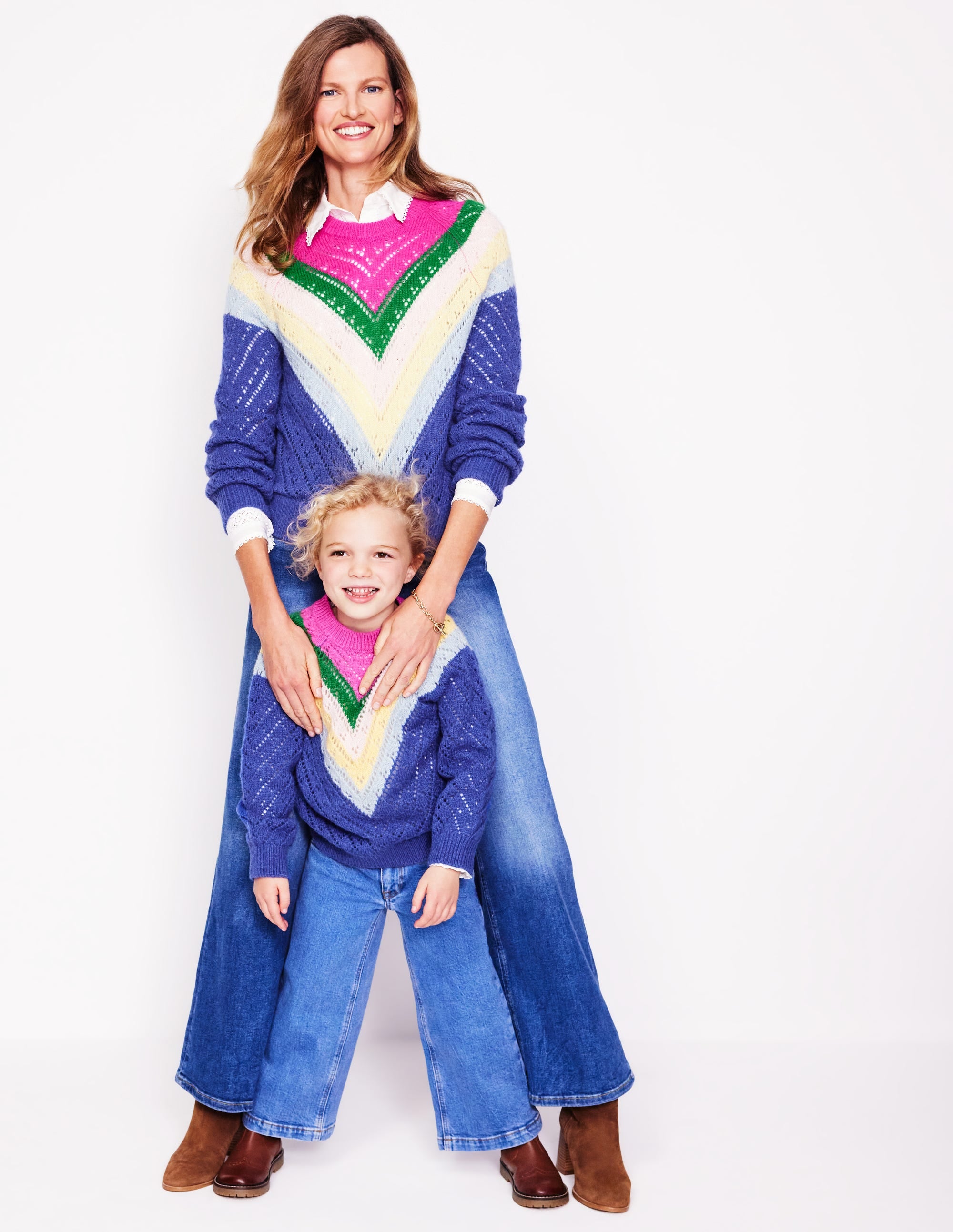 Alice Fluffy Raglan Sweater - Blue & Pink Chevron Pattern Casual Pullover for Women | Perfect for Fall Outfits, Coffee Dates & Cozy Evenings