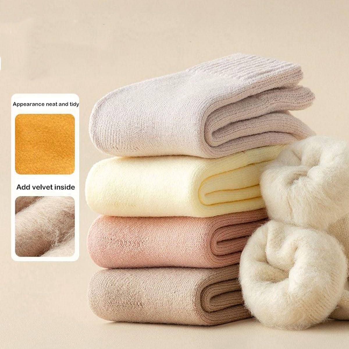 3 Pairs Women's Winter Wool Socks - Fleece Lined Thick Warm Thermal Socks for Cold Weather - Perfect for Hiking, Skiing & Indoor Comfort