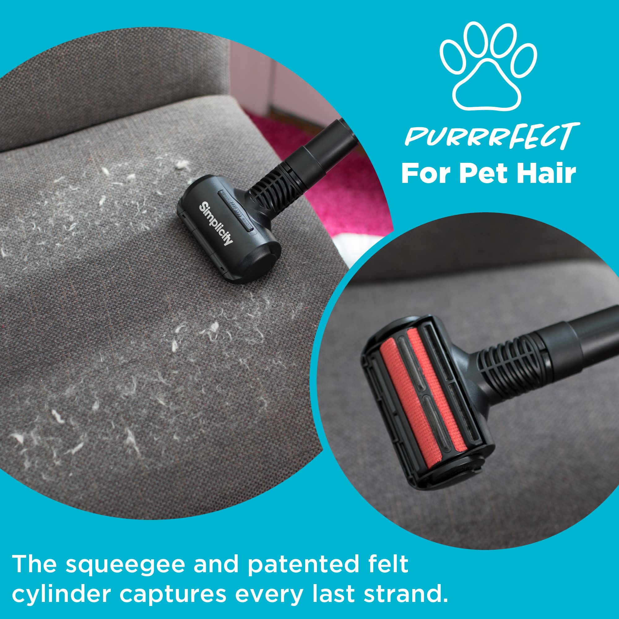 Simplicity Jill Compact Canister Vacuum Cleaner with Pet Hair Tool | HEPA Filtration Bagged Vacuum for Hardwood Floors & Carpets | Lightweight Stair Cleaning | Ideal for Pet Owners & Allergy Sufferers | Perfect for Homes with Pets, Stairs & Mixed Flooring