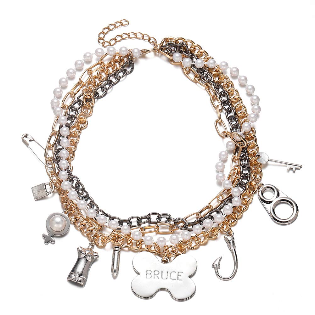 Pearl Choker Necklace with Heart Pendant - Silver & Copper Plated Paper Clip Chain Necklace for Women | Elegant Fashion Jewelry Gift for Her | Perfect for Date Night, Parties & Special Occasions