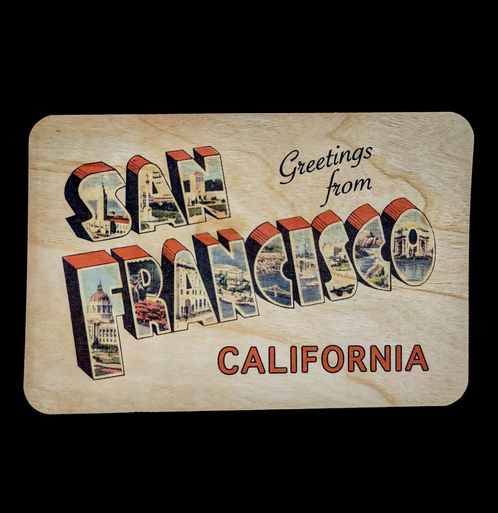 Greeting San Francisco Wooden Postcard - Handmade Wood Postcards for Travel Souvenirs, Gifts & Home Decor - Perfect for Travel Memories, Wedding Invitations & Wall Art